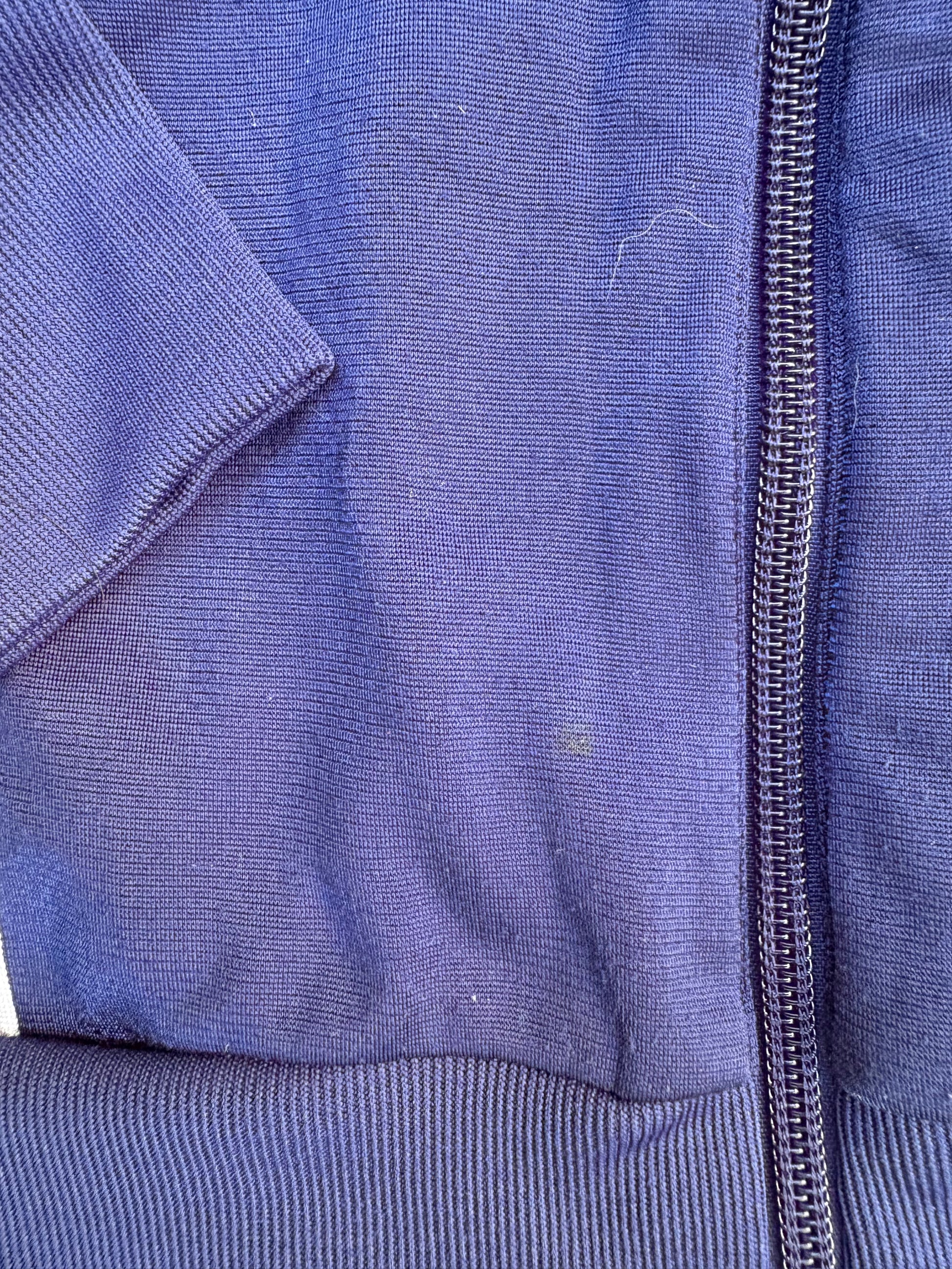 Vintage Y2K Adidas Jumper Size S Blue 3 Stripe Full Zip Mock Neck Satin Finish