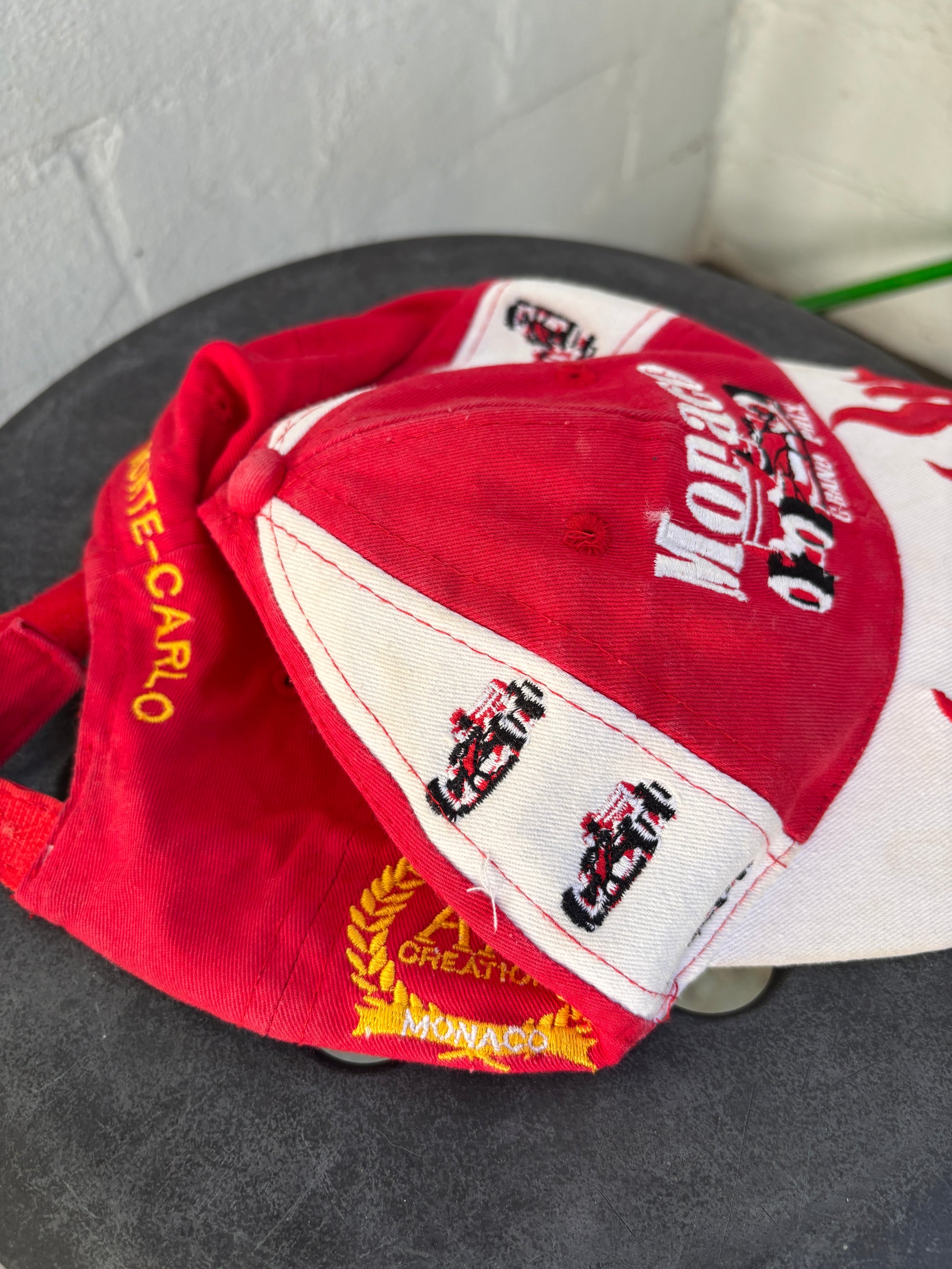 Vintage Y2K Monoco GP F1 Racing Hat Size S or Youth Flame Brim Embroidered Logo