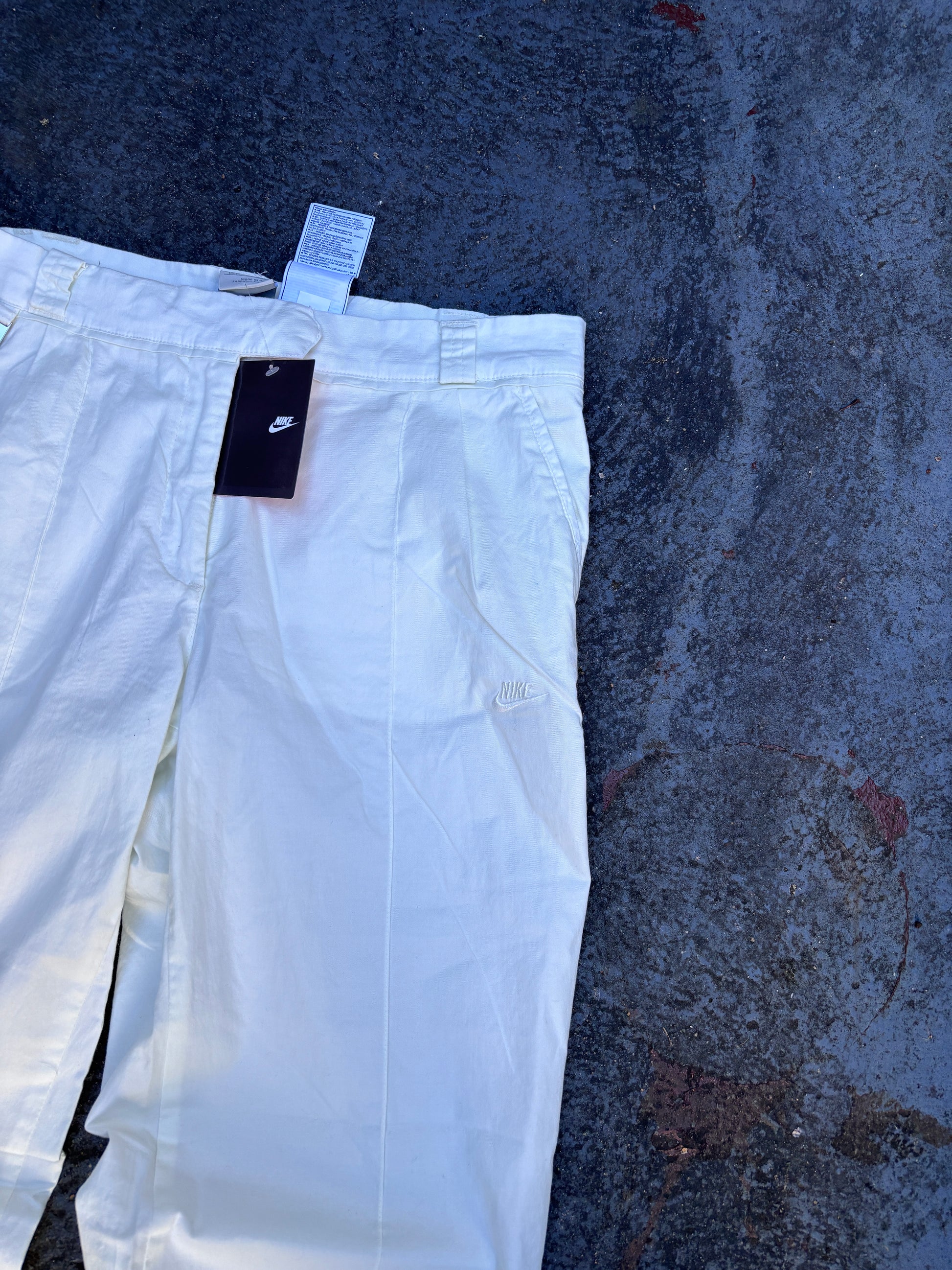 Vintage Y2K Nike Pants Size 12 (M) Double White NWT Pleated Wide Leg Cotton