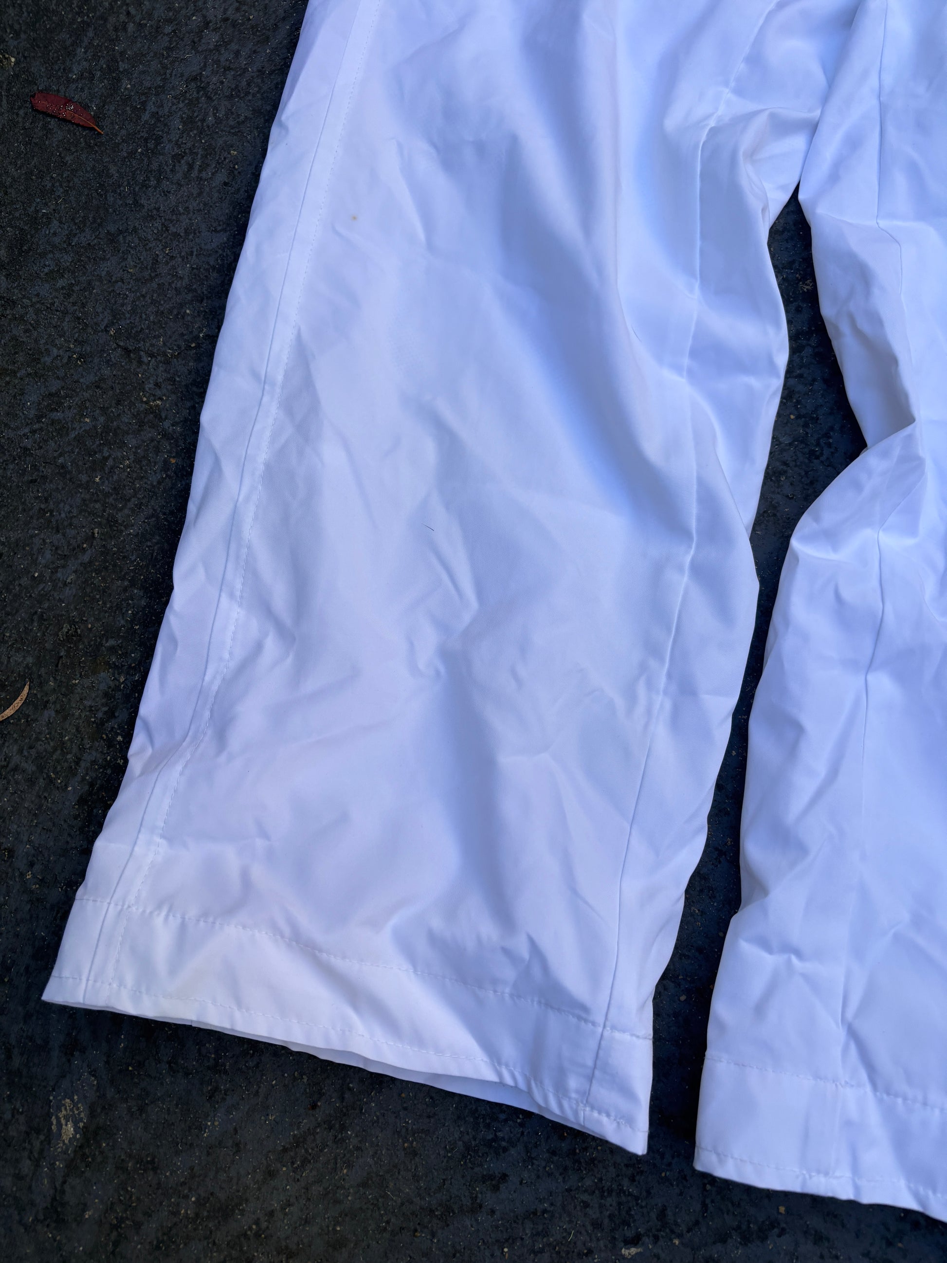 Vintage Y2K Nike Track Pants Womens S White Silver Swoosh Wide Leg Nylon Windbreaker