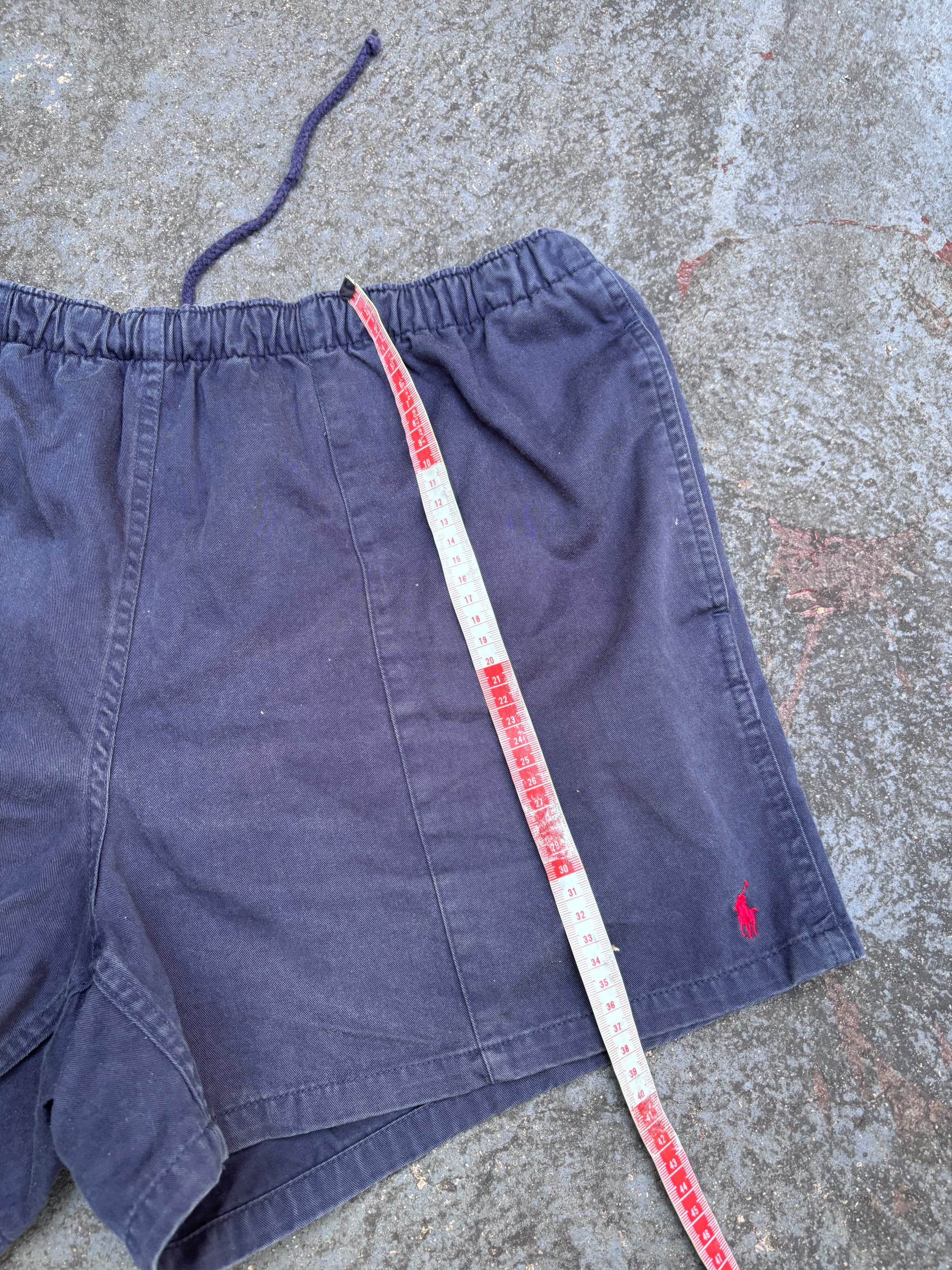 Vintage 90s Polo Ralph Lauren Rugby Shorts Men’s XL Navy Red Pony Stubbies