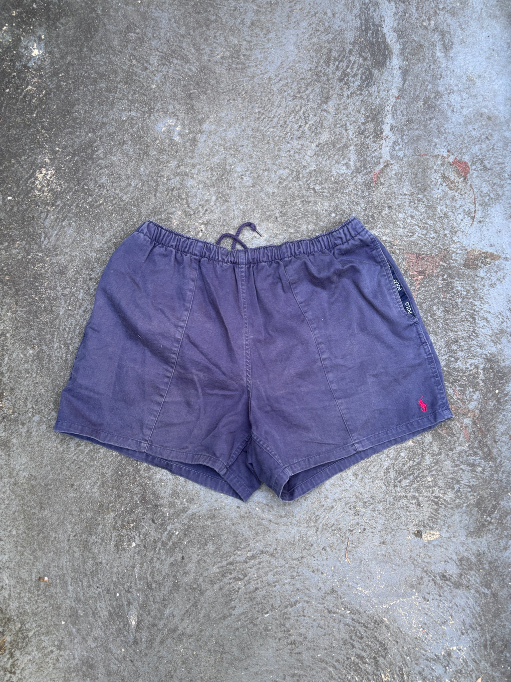 Vintage 90s Polo Ralph Lauren Rugby Shorts Men’s XL Navy Red Pony Stubbies