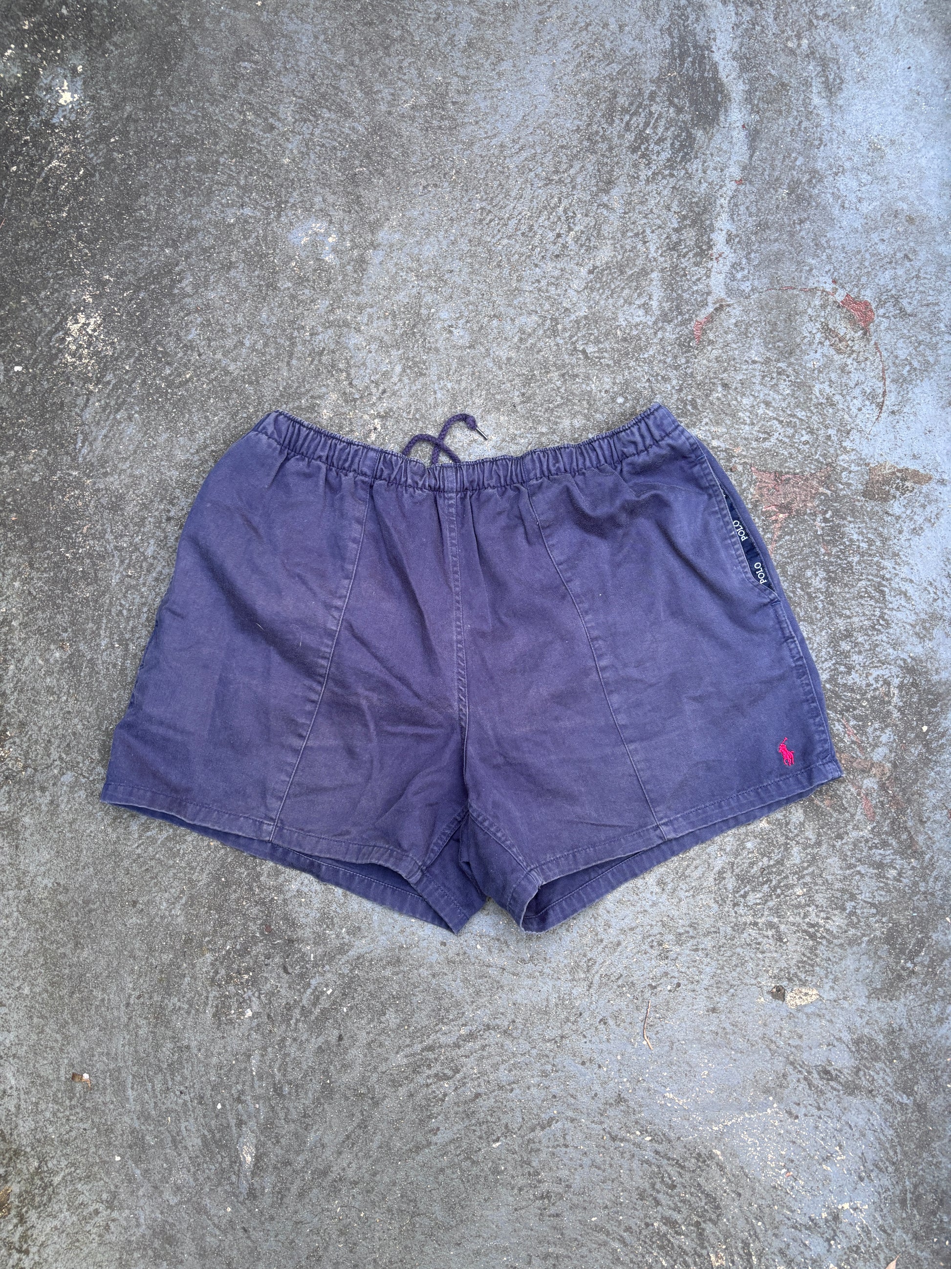Vintage 90s Polo Ralph Lauren Rugby Shorts Men’s XL Navy Red Pony Stubbies