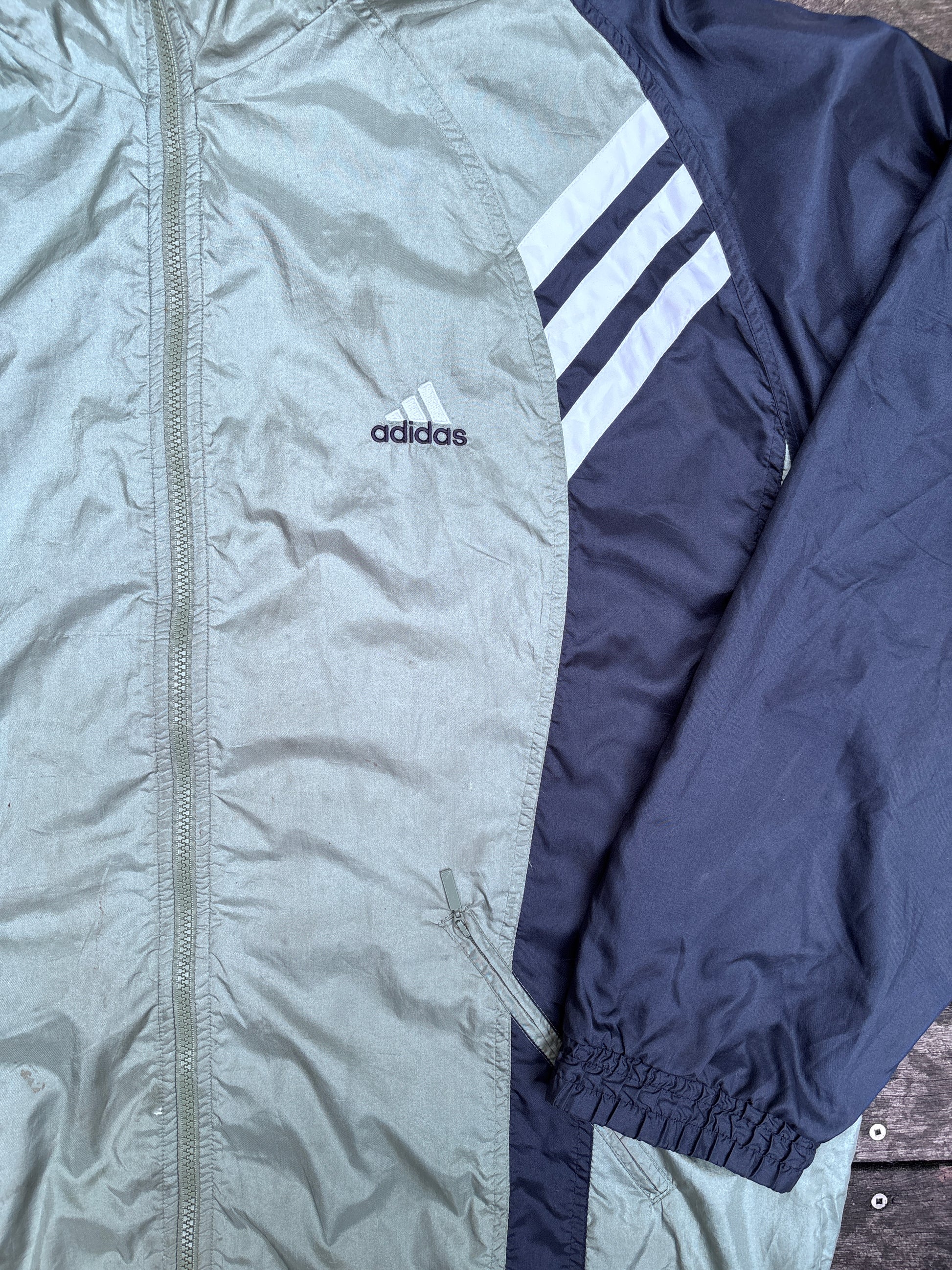 ADIDAS Classic Y2K Jacket Size XL Grey Green