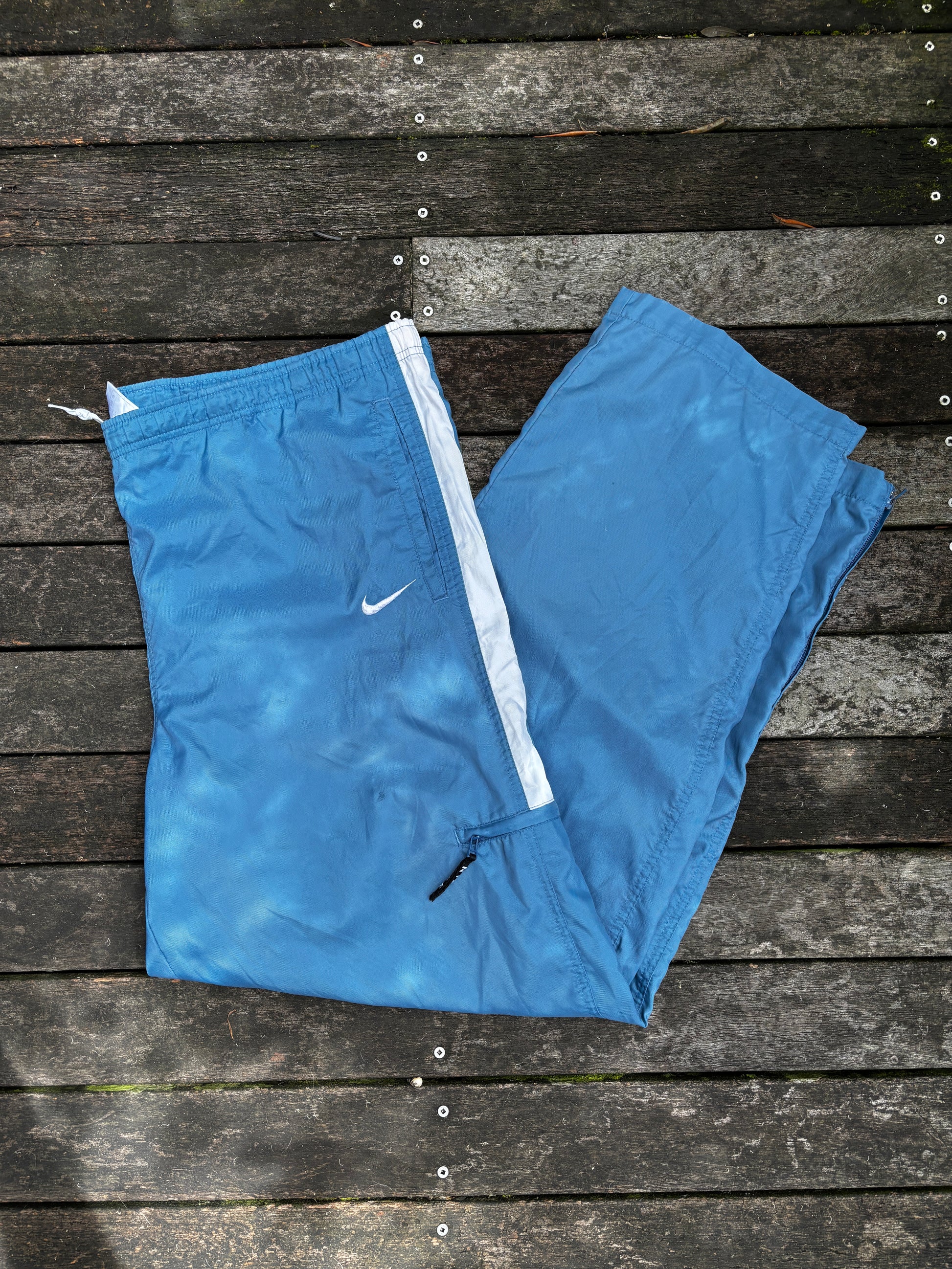 Vintage 90s Nike Track Pants Size L Baby Blue Nylon