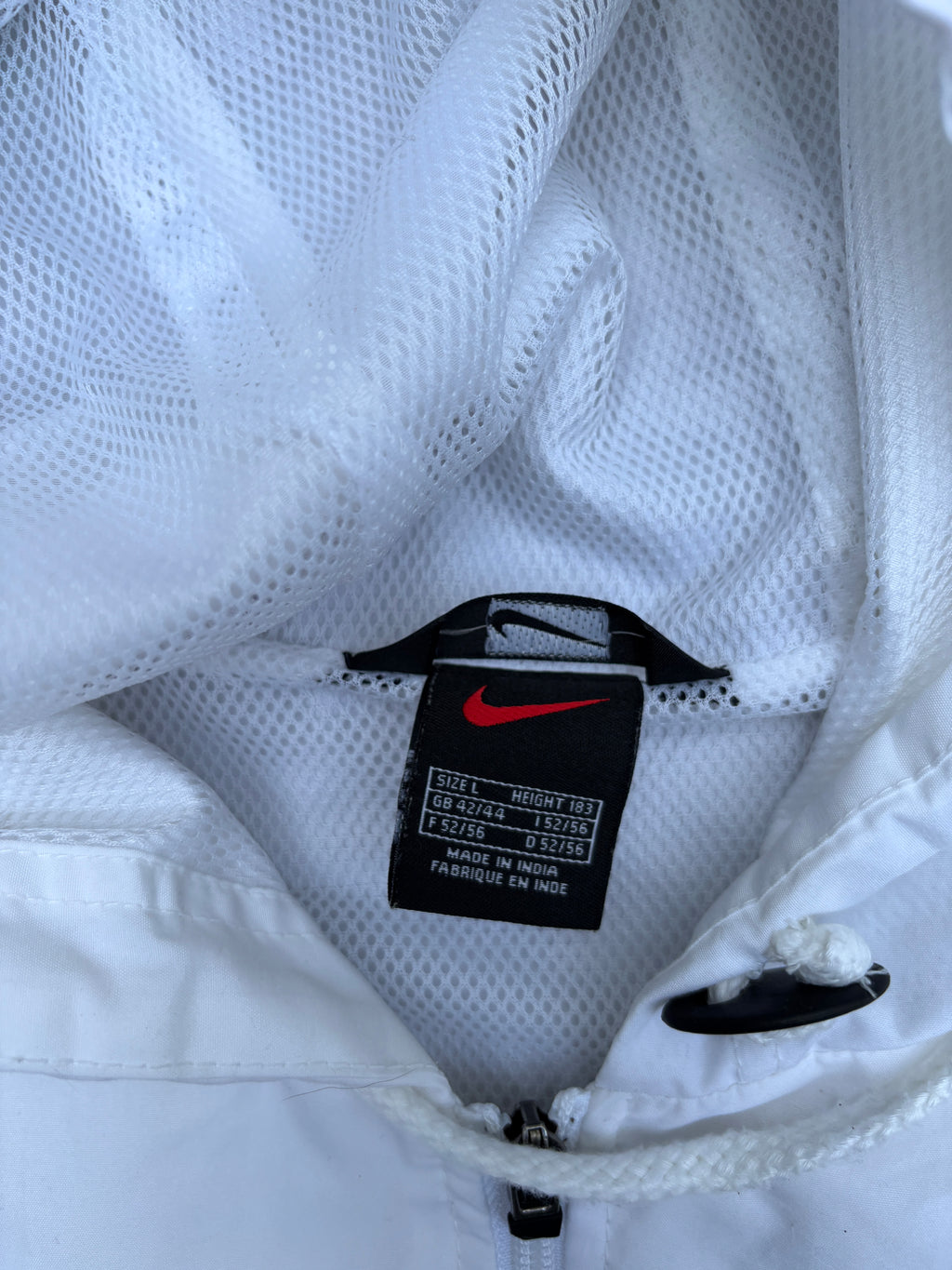 Vintage 90s Nike Jacket Men’s L White Red Swoosh Classic Nylon Windbreaker
