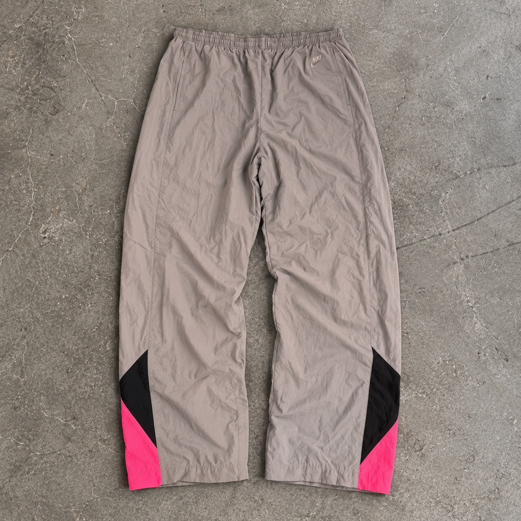 Vintage 90's Nike Track Pants Men's XL Double Grey Fluro Pink Black Panels Wide Leg