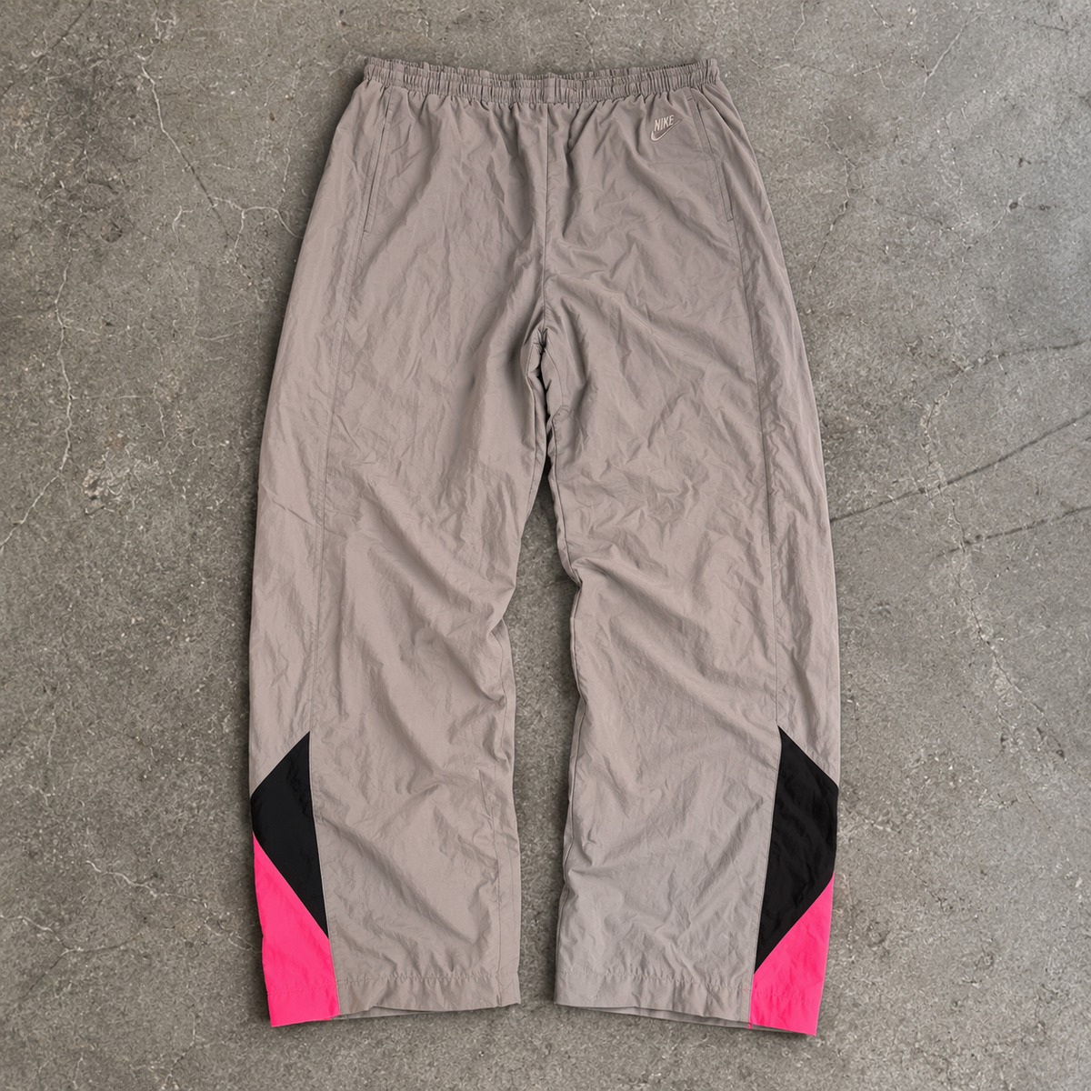 Vintage 90's Nike Track Pants Men's XL Double Grey Fluro Pink Black Panels Wide Leg