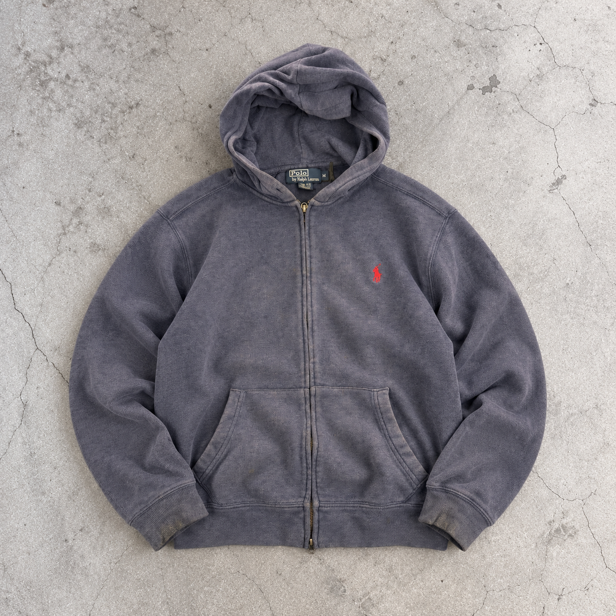 Vintage Men's 90's Ralph Lauren Hoodie M Navy Blue Red Small Pony Jumper
