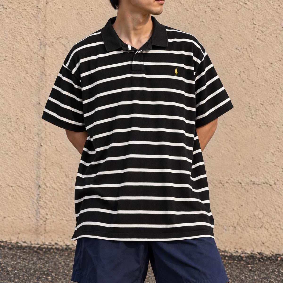 Vintage Y2K Polo Ralph Lauren Striped Polo Men's XXL Black White Shirt Golf Core