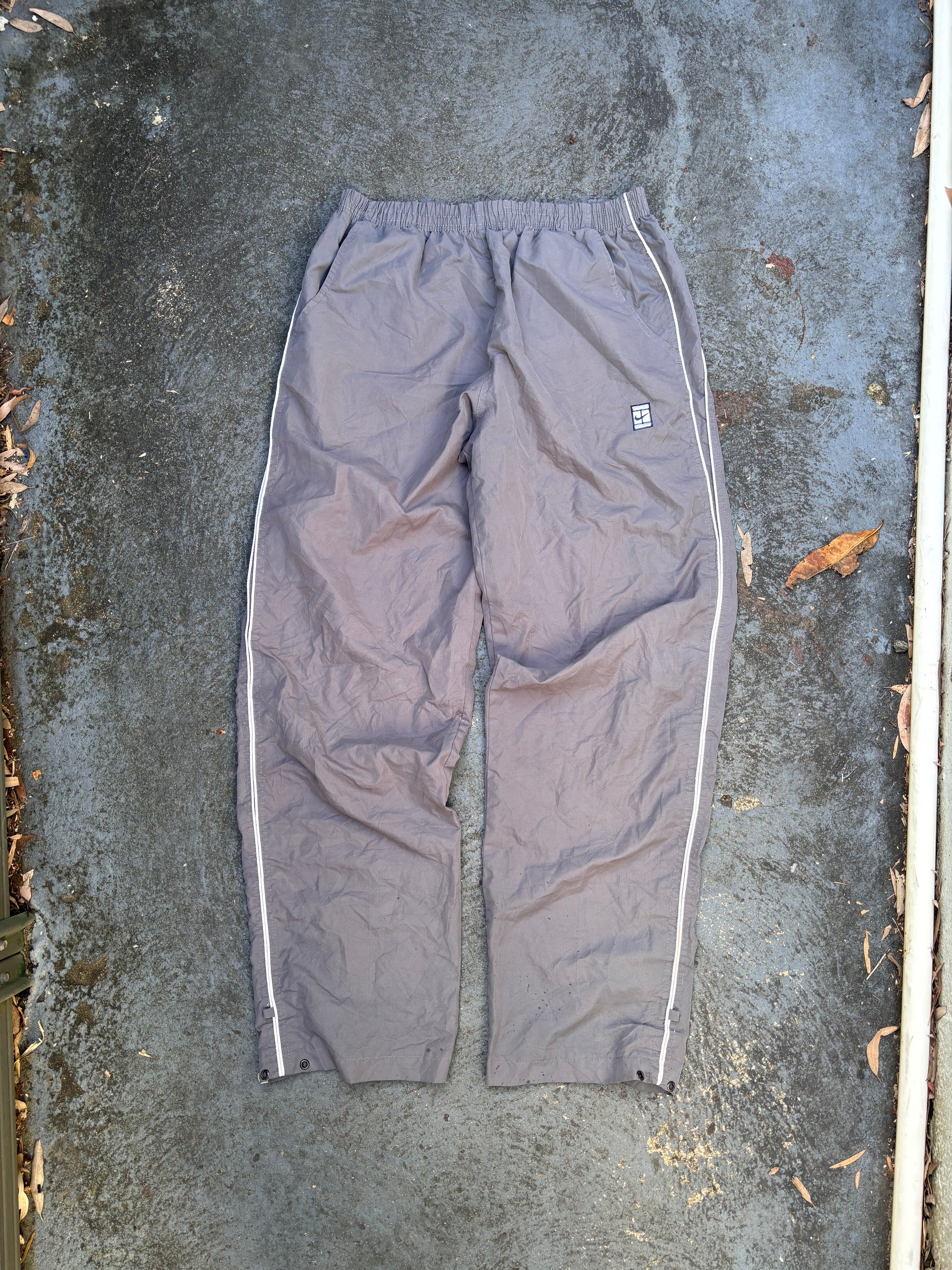 Vintage 90s Nike Court Alpha Project Track Pants Size M Grey White Piping Logo Rare