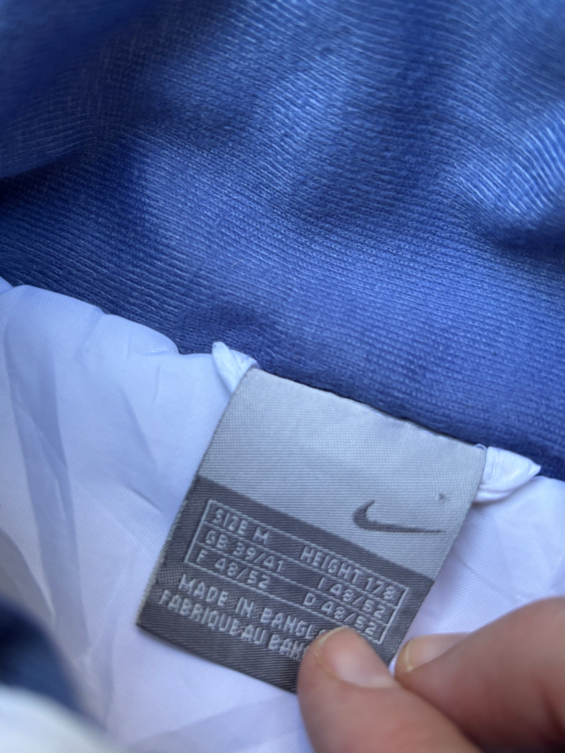 Vintage Y2K Nike Tn Jacket Size M White Blue Tuned Air Logo Full Zip Mock Neck