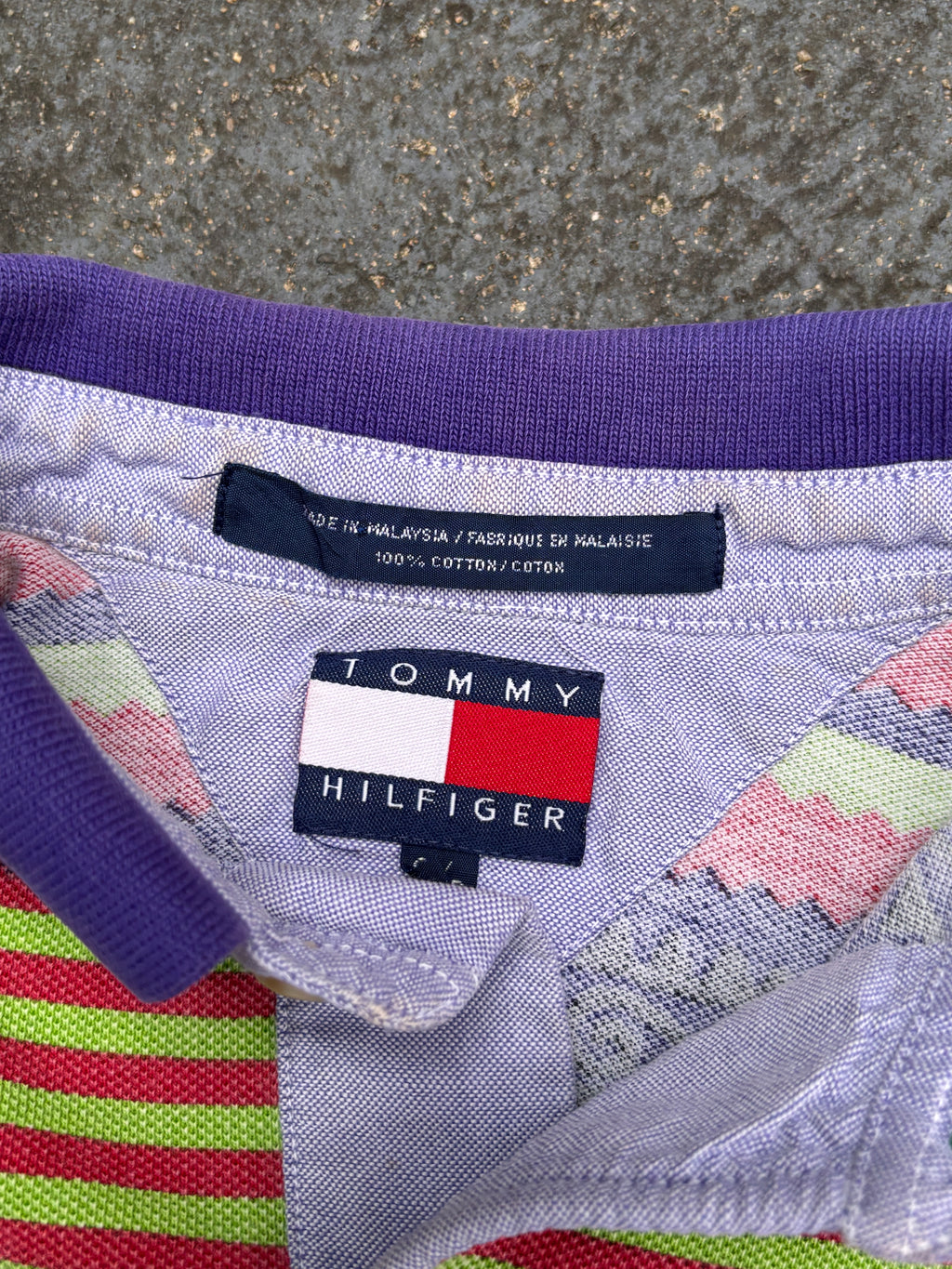 Vintage 90s Tommy Hilfiger Polo Size S Aztec All Over Pattern Geometric Collared