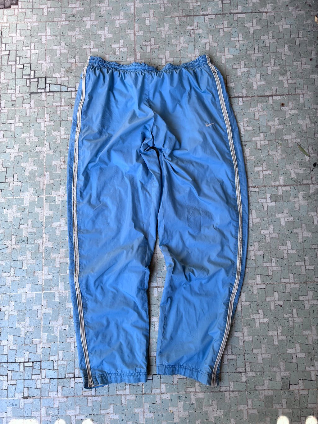 Y2K Nike Nylon Track Pants Size L Blue Green