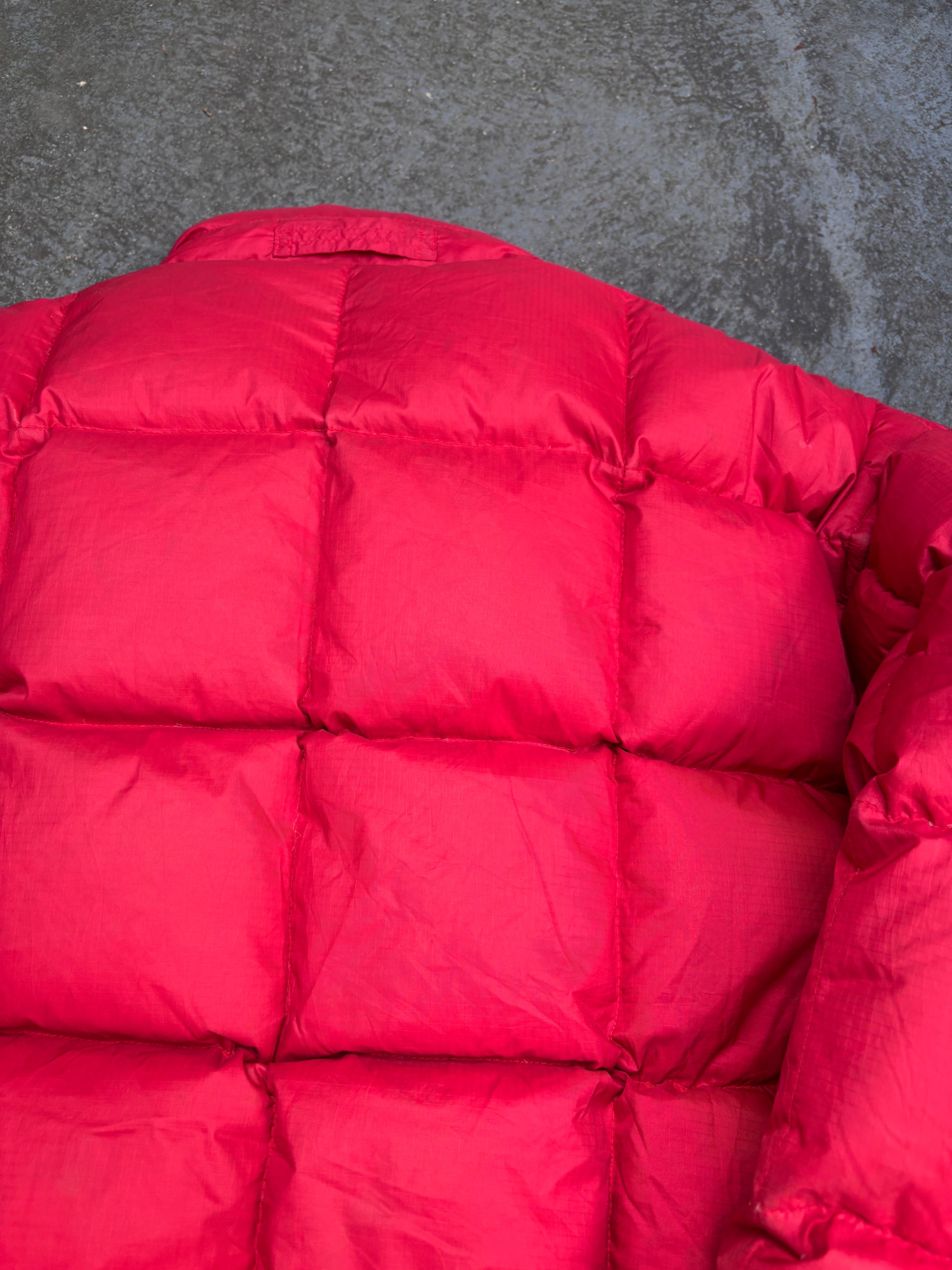 Vintage 90s Polo Ralph Lauren Down Jacket Sz M Red Puffer Embroidered Logo Boxy