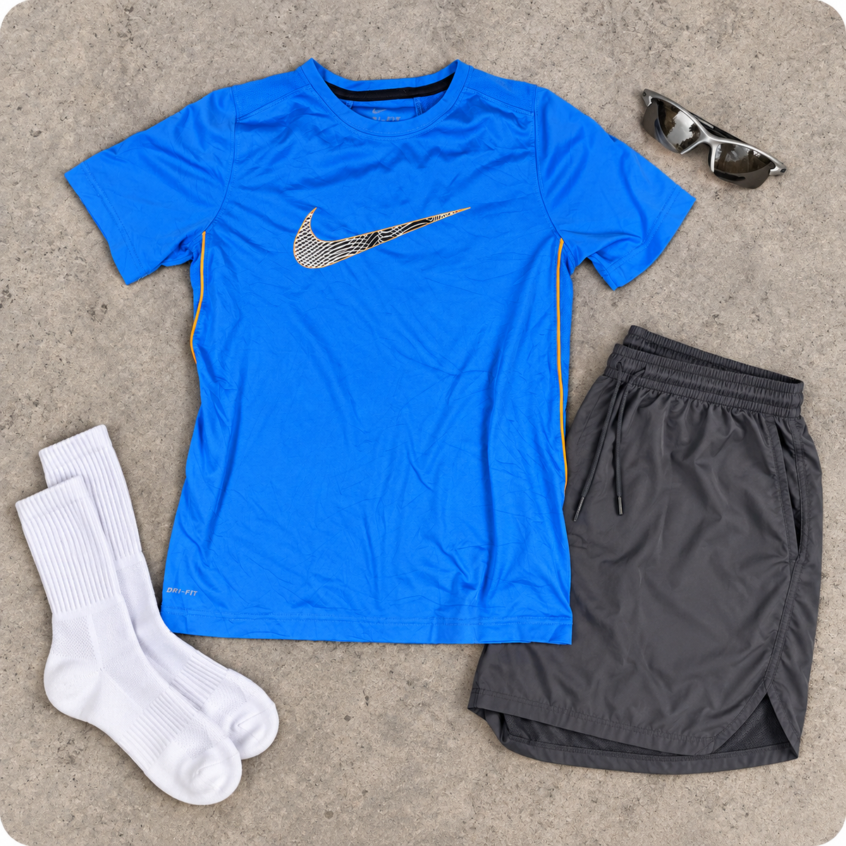 Nike Dri-Fit Running T-shirt Men's Small Blue Big Swoosh activewear