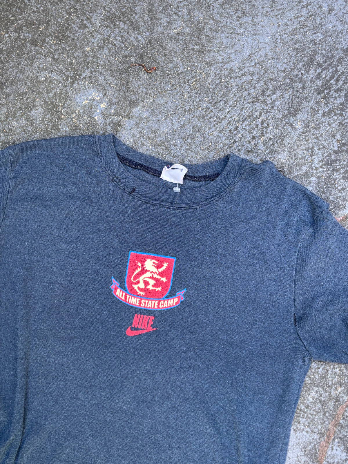 Vintage 90's Nike T-shirt Size M Grey Red Swoosh Lion Logo Sport Wrestling Camp