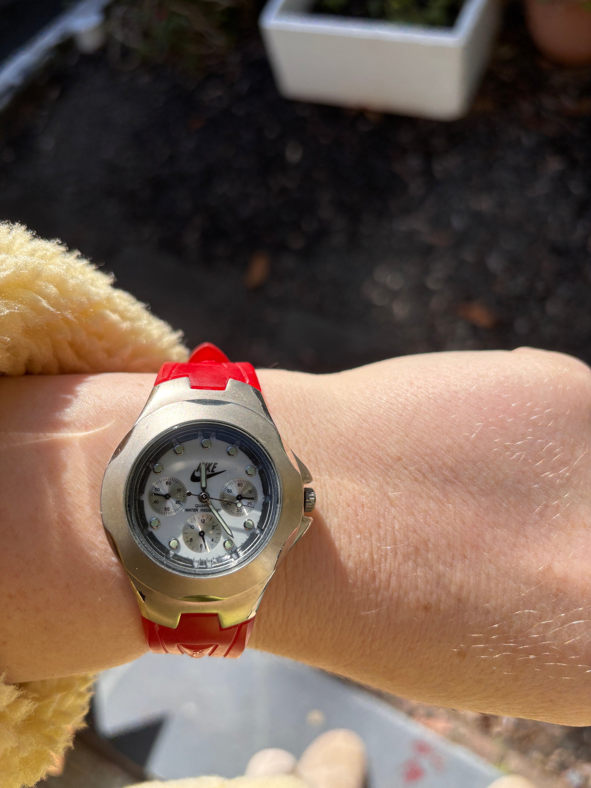 Vintage 90s Nike Chronograph Swiss Time Analogue Watch Red Band OSFM Made in USA