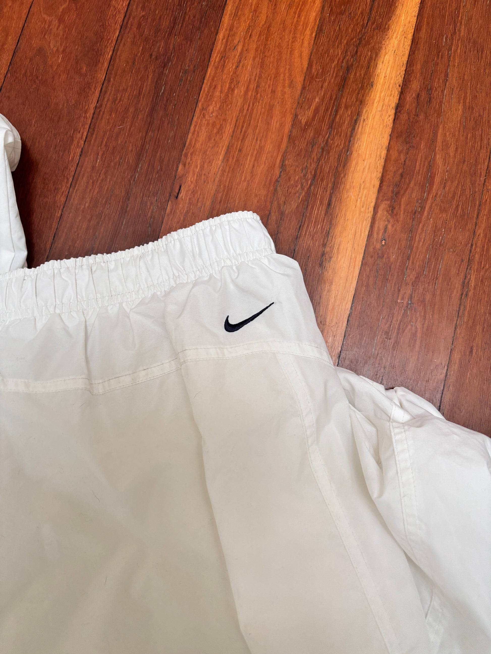 Vintage Y2K Nike Track Pants Size XXL White Hex Logo Nylon Windbreakers Bungee