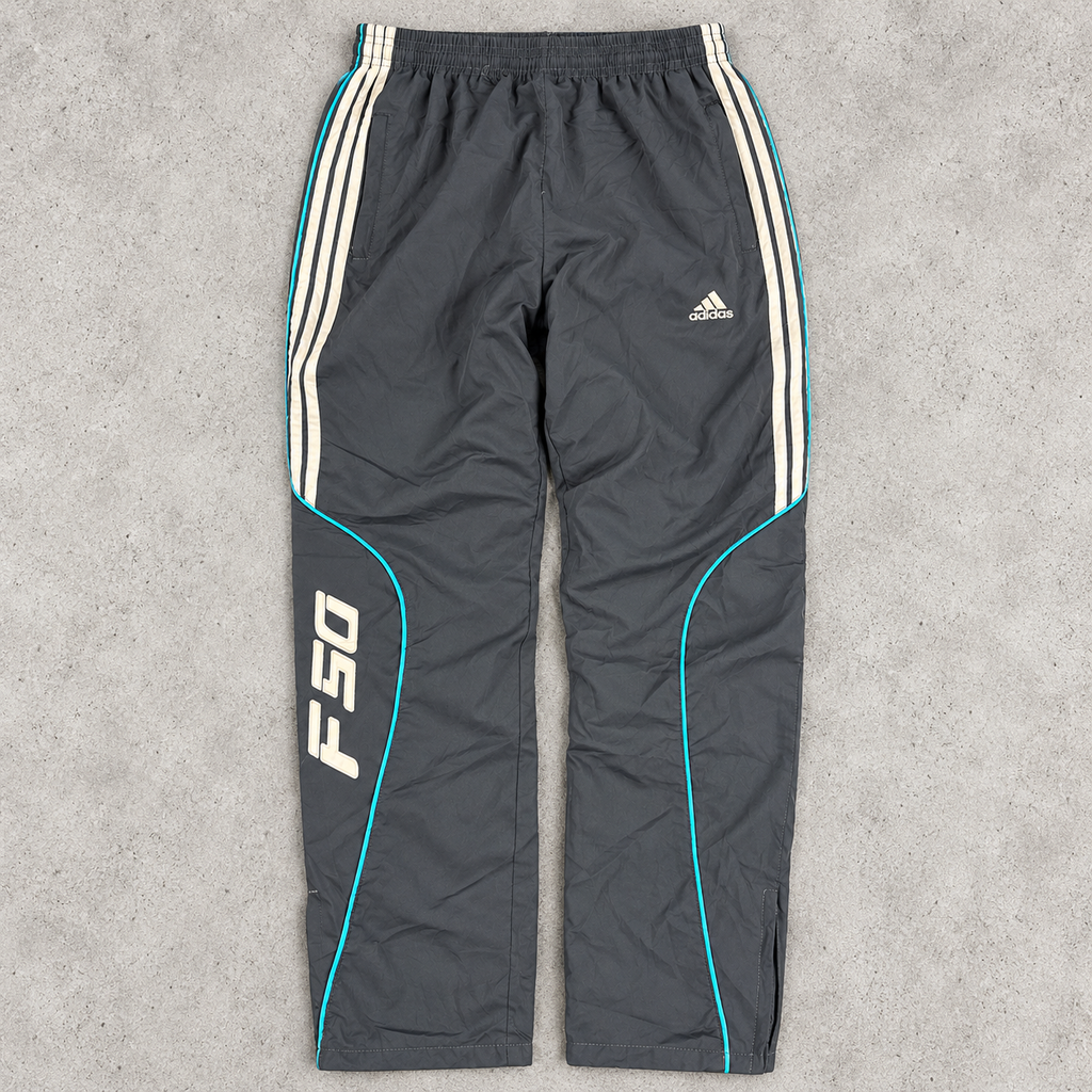 Vintage Adidas F50 Track Pants Men's Small Grey Blue Football Cuffed Joggers