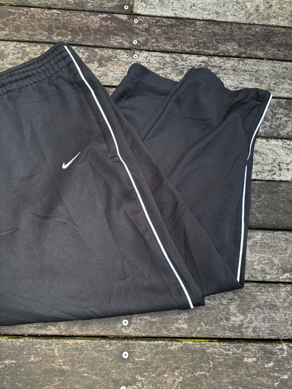 Vintage 90s Nike Track Pants Size XL Black Mesh Texture