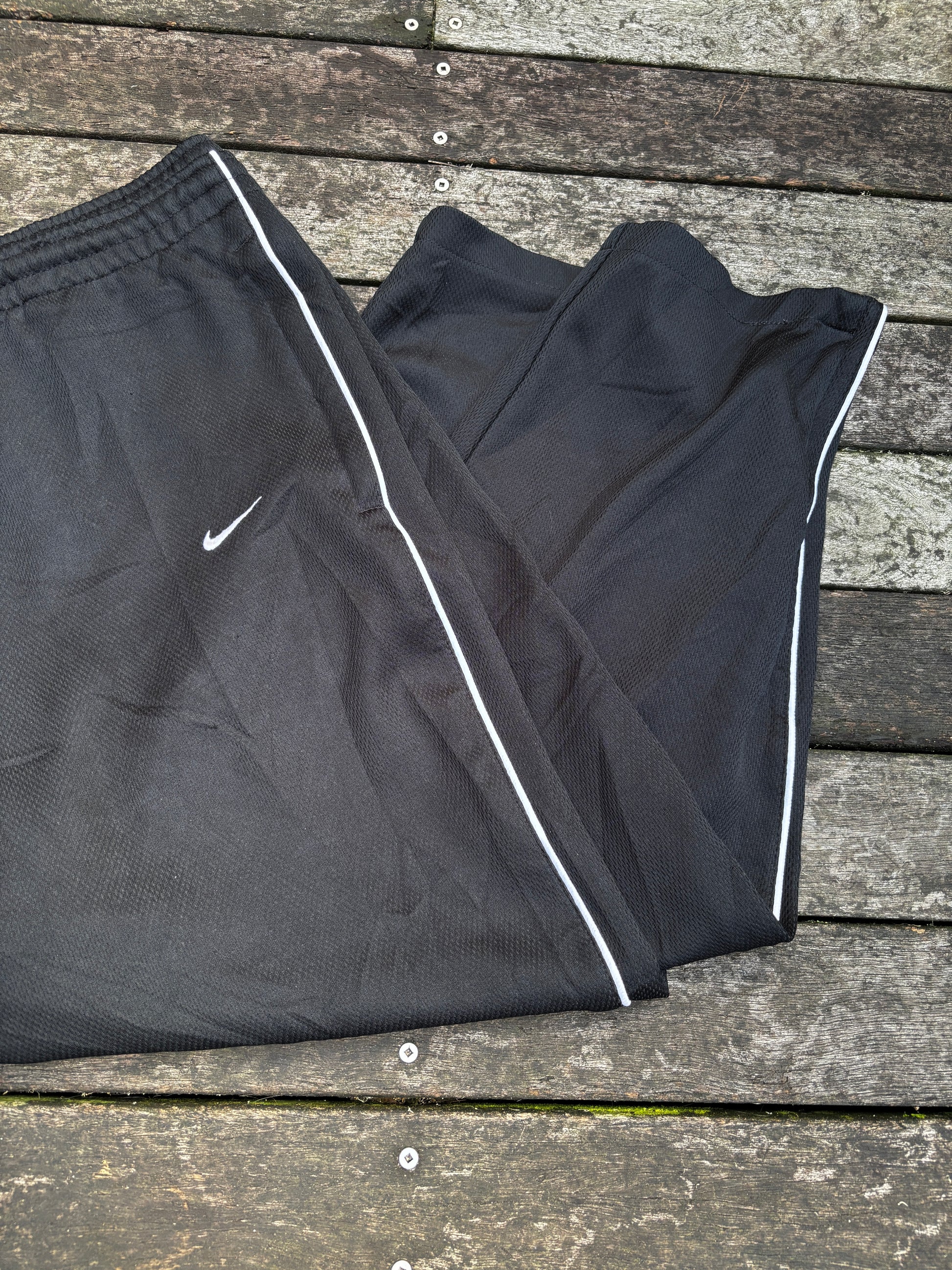 Vintage 90s Nike Track Pants Size XL Black Mesh Texture