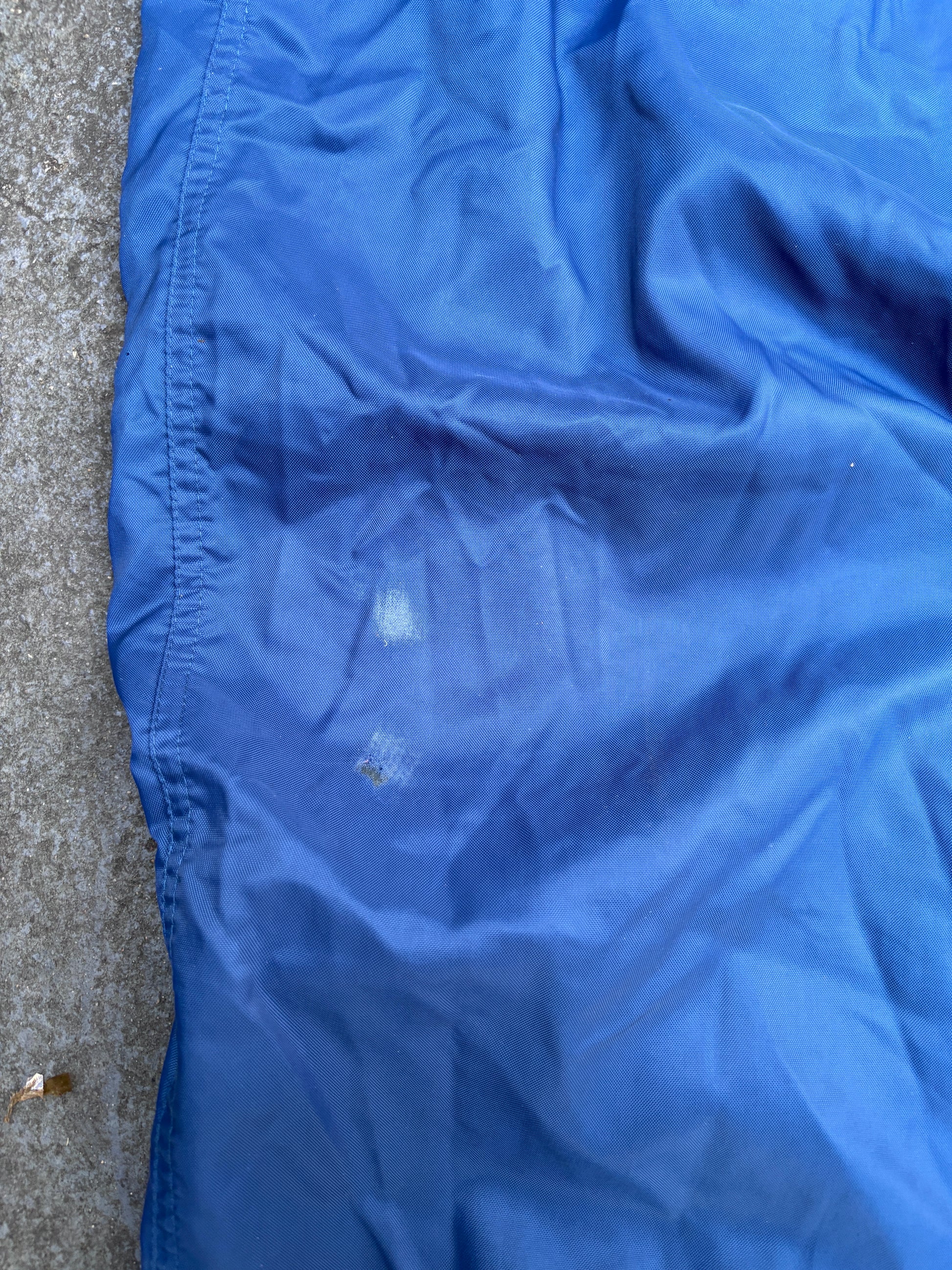 Vintage 90s Nike Track Pants Size XL Blue Black Swoosh Spell Out Logo Classic Windbreakers