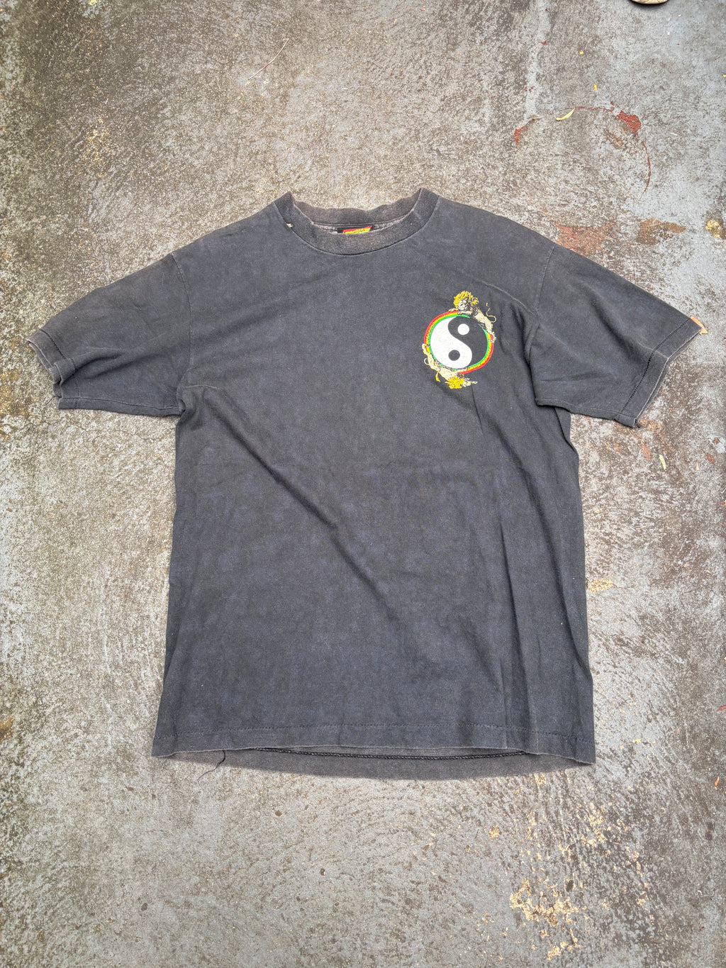 Vintage 90s Jamaica Style Single Stitch T-shirt Size L Black Rasta Logo USA Made