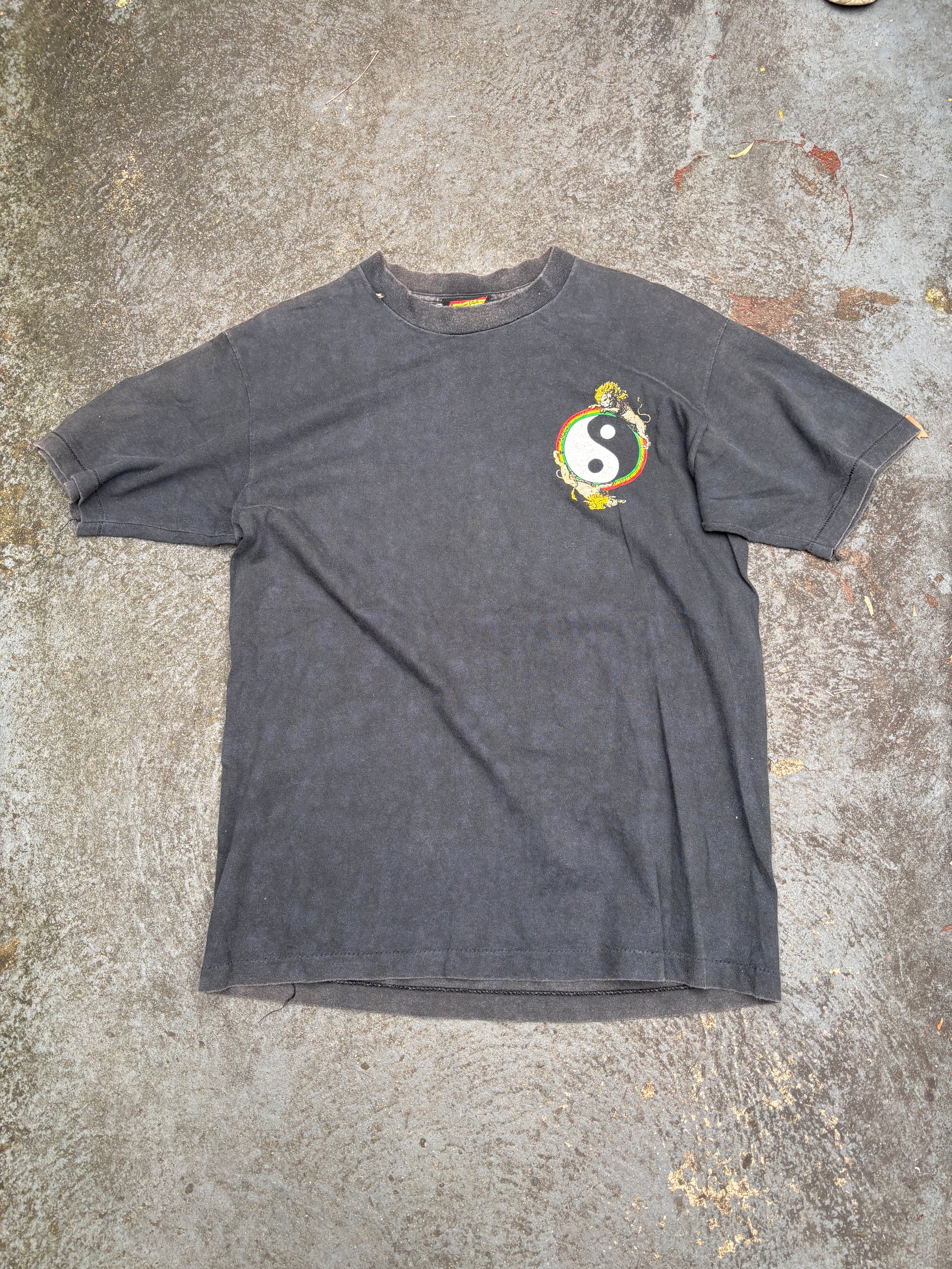 Vintage 90s Jamaica Style Single Stitch T-shirt Size L Black Rasta Logo USA Made