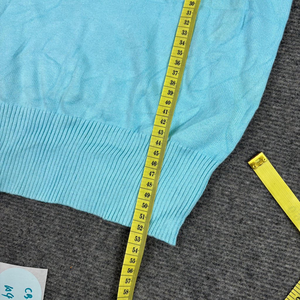 Ralph Lauren V-Neck Sweater Women's XS Baby Blue Small Pony Golf Core