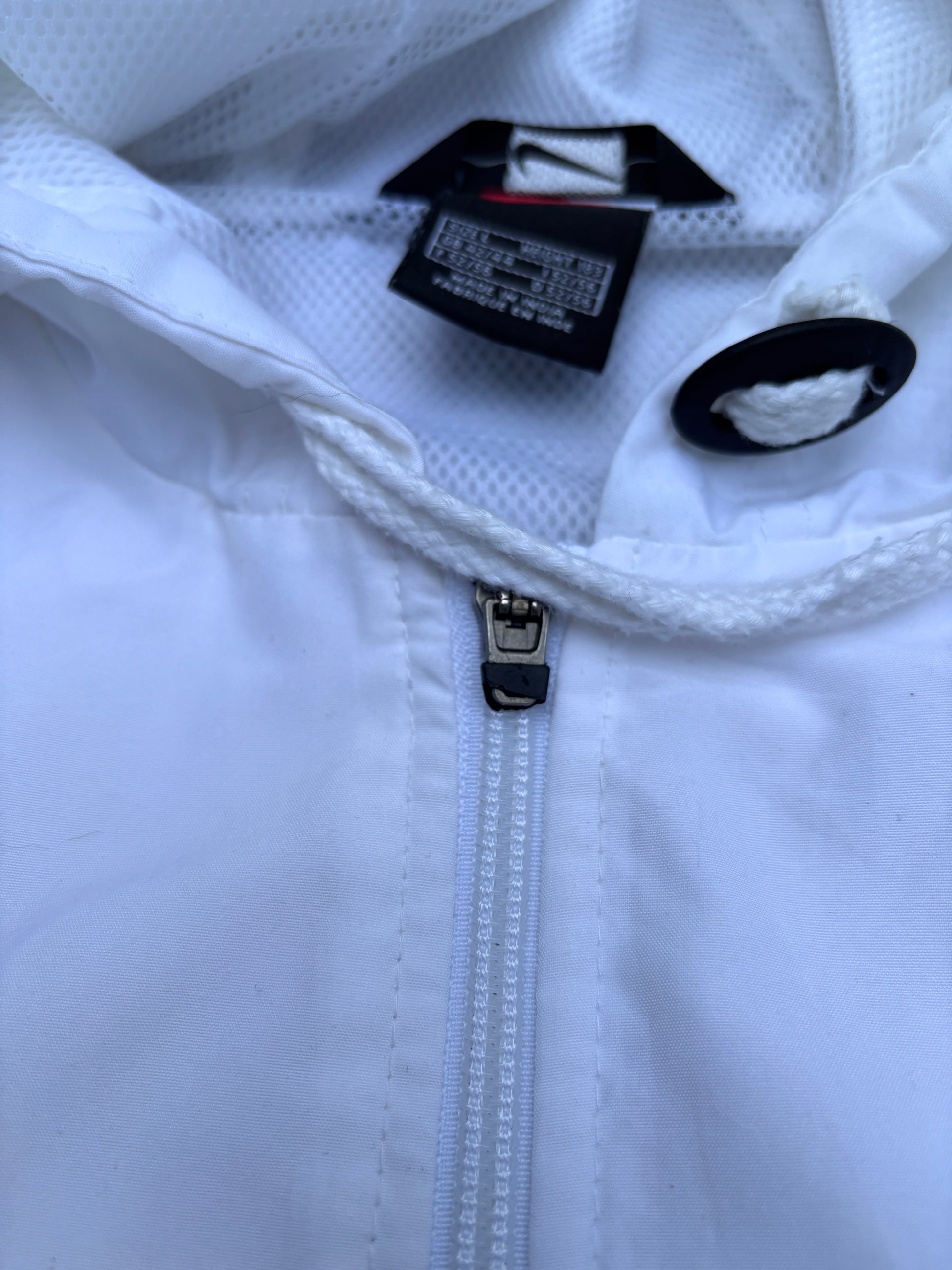 Vintage 90s Nike Jacket Men’s L White Red Swoosh Classic Nylon Windbreaker