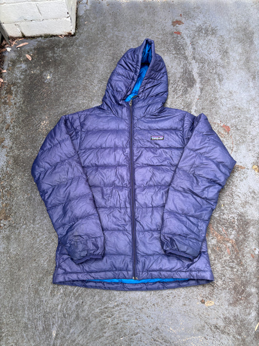 Patagonia Lightweight Puffer Down Jacket Size S Navy Chest Logo Full Zip