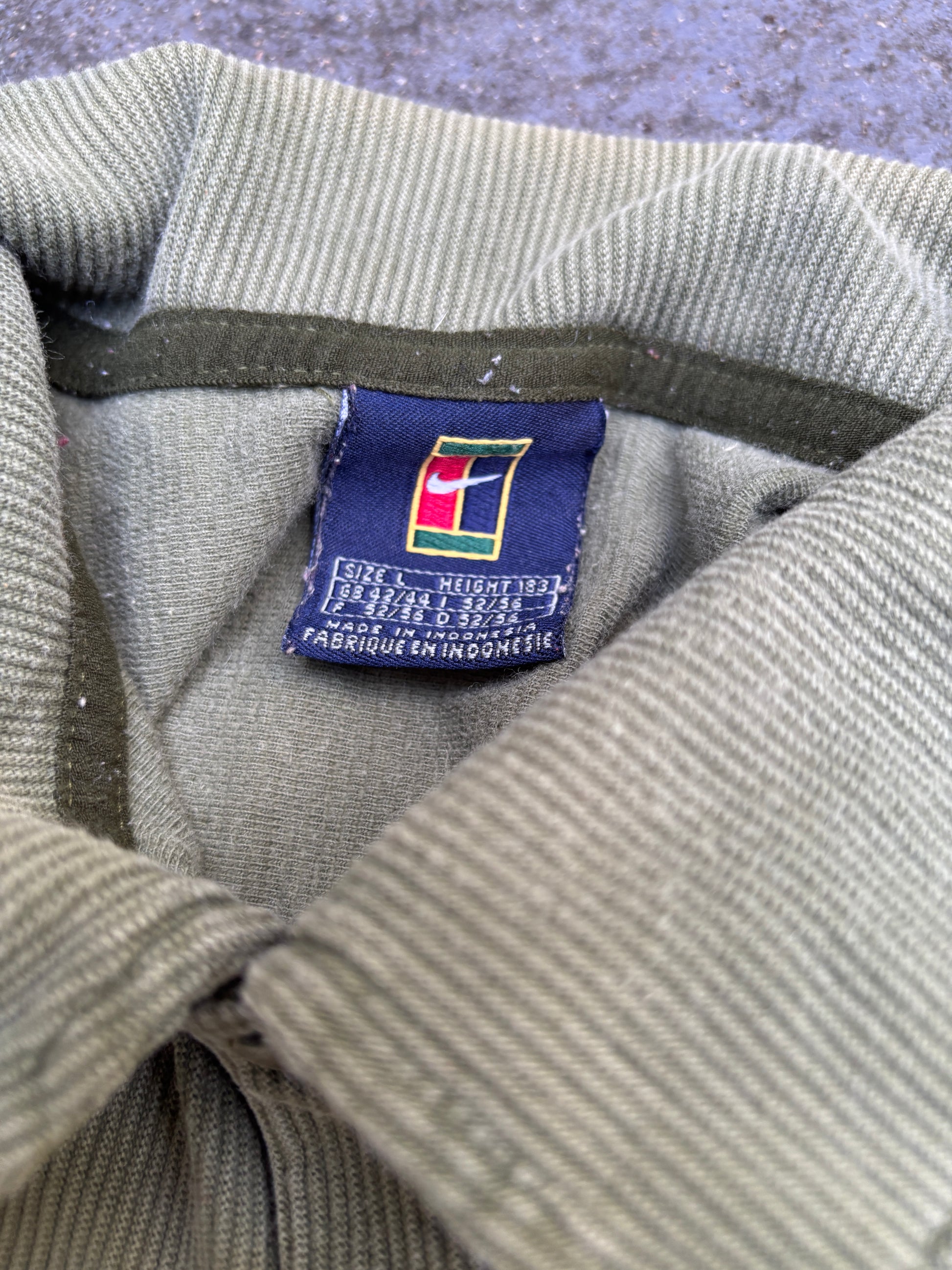 Vintage 90s Nike Court Corduroy Polo Size L Olive Green Embroidered Chest Logo