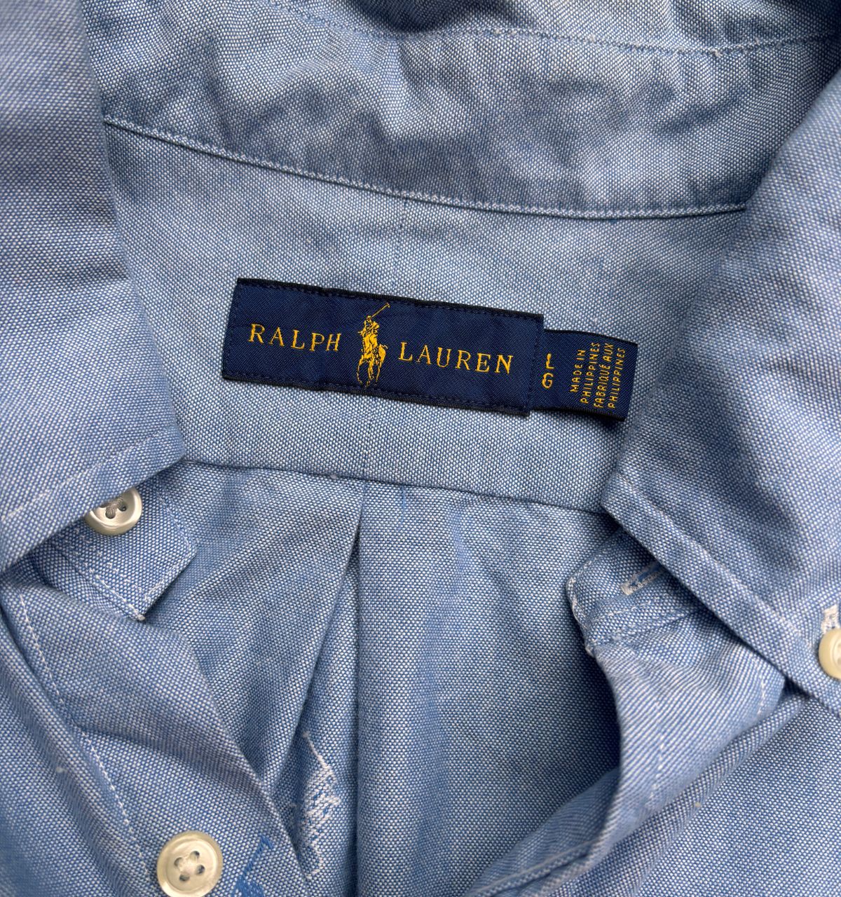 Ralph Lauren All Over Pony Logo Shirt Women's L Blue Short Sleeve Embroidered Pony