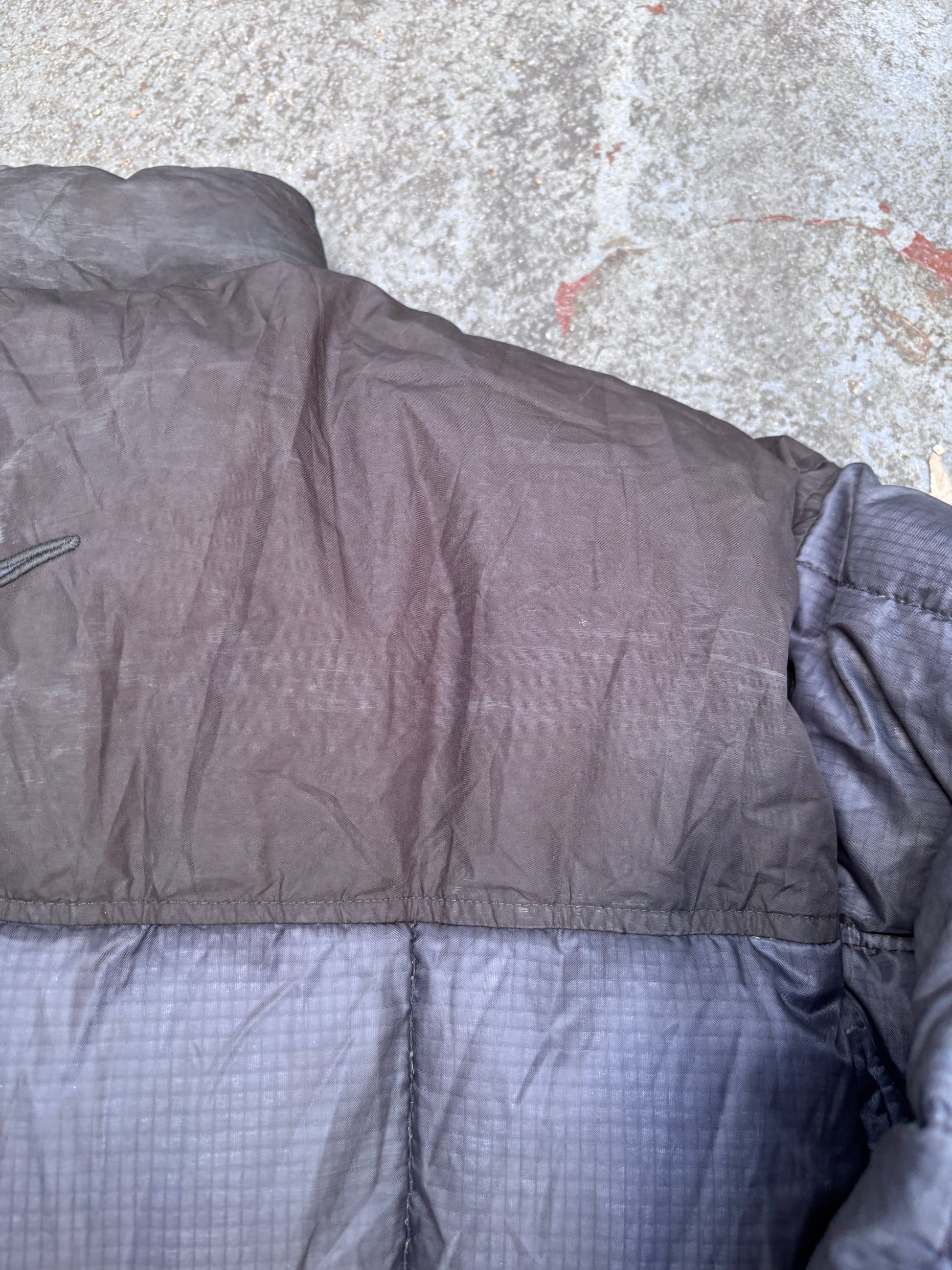 Vintage 90s Nike Down Puffer Jacket Size L Oversized Black Navy Swoosh Full Zip