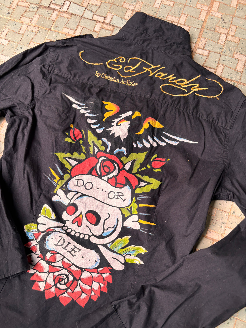 Ed Hardy Christian Audigier Epaulet Field Shirt Size S