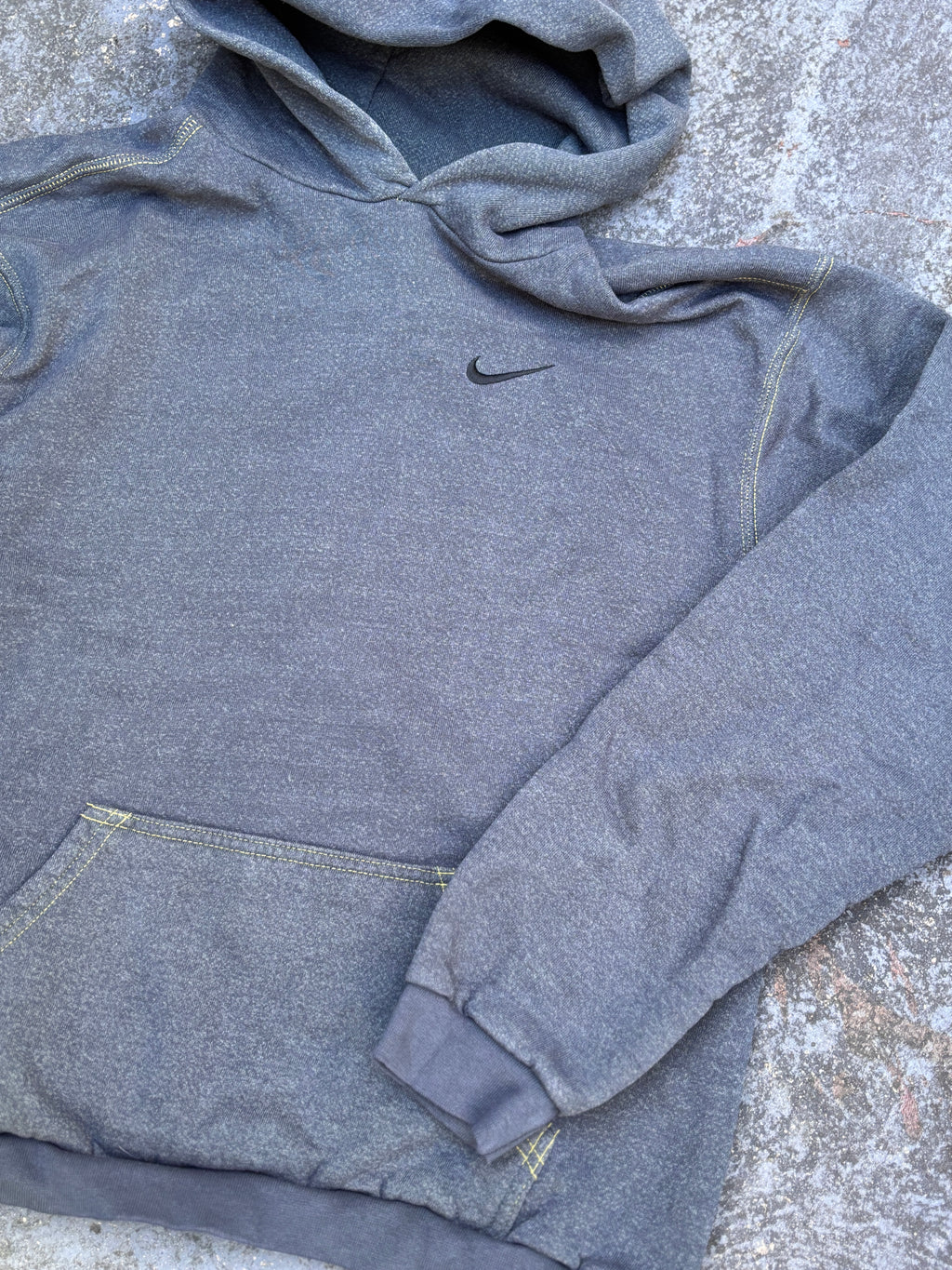 Vintage 90s Nike Hoodie Size M Grey Stitching Detail Faded Kangaroo Pouch USA Made