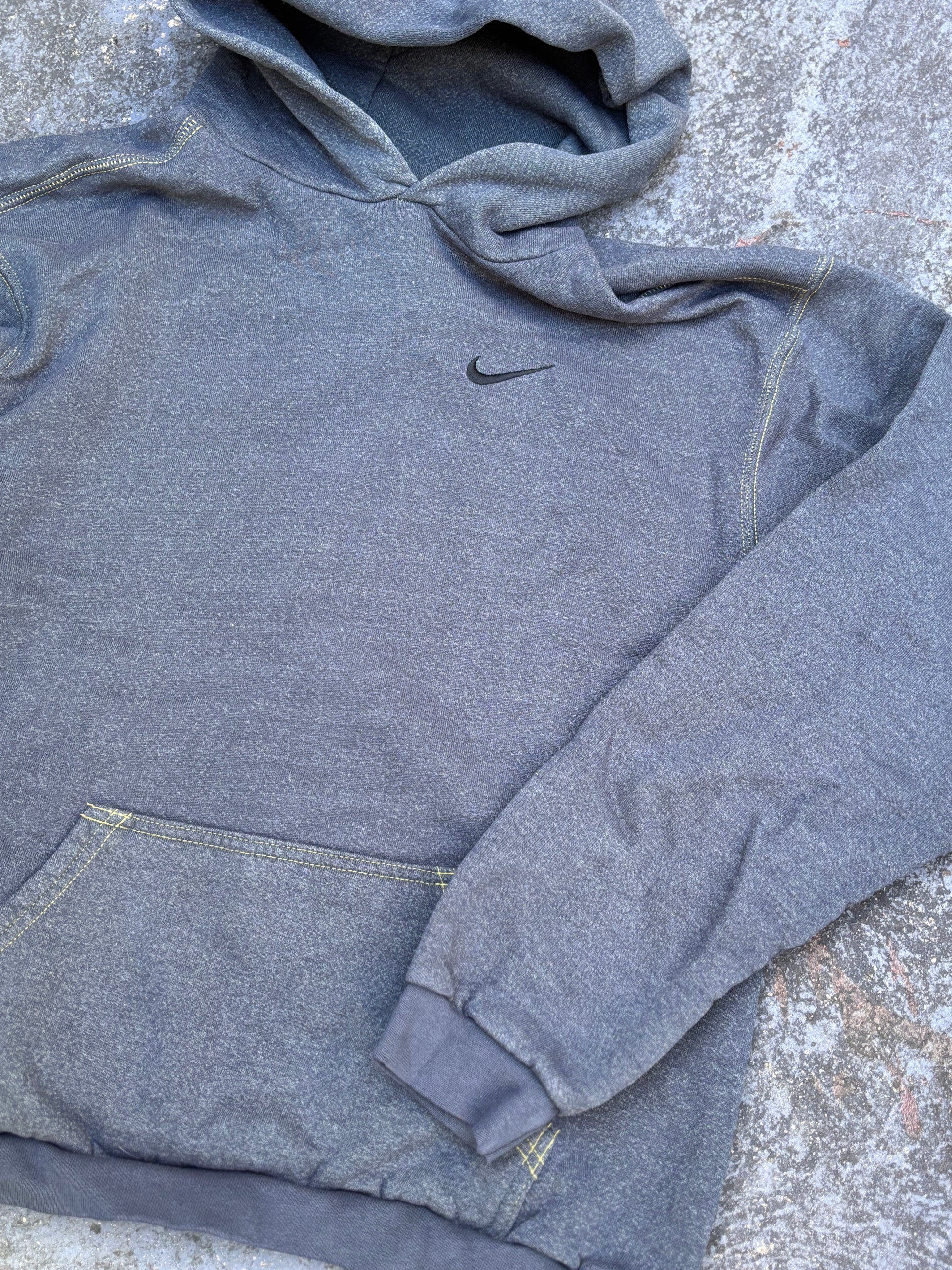 Vintage 90s Nike Hoodie Size M Grey Stitching Detail Faded Kangaroo Pouch USA Made