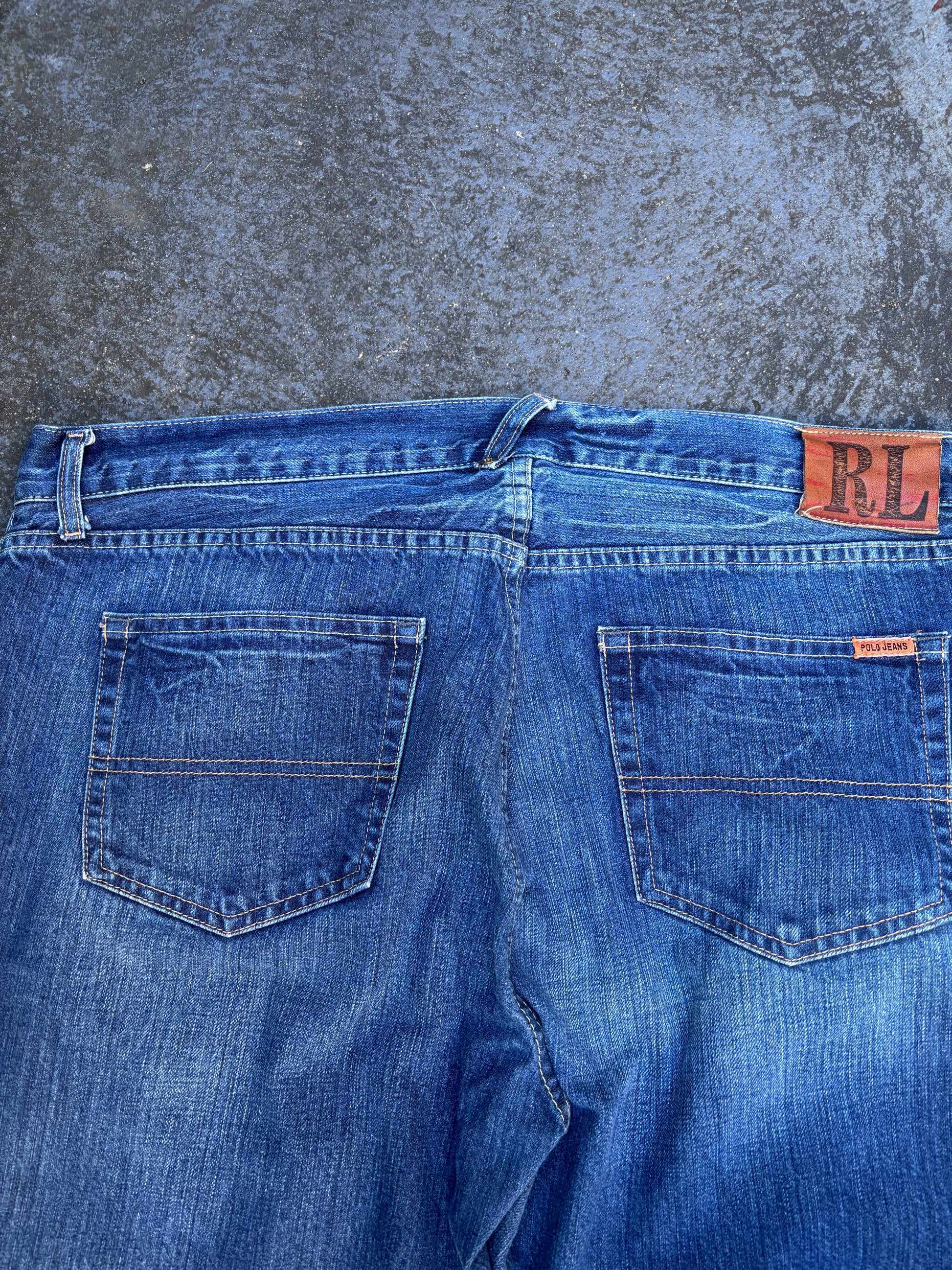 Polo Ralph Lauren Jeans Sz 36 Blue Wide Leg Mid Wash Denim Button Front Tunisia
