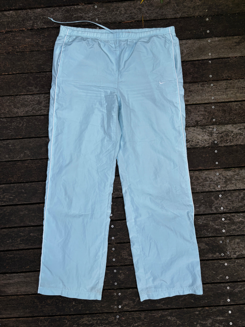Women's Y2K Light Blue Nike Track Pants Size L