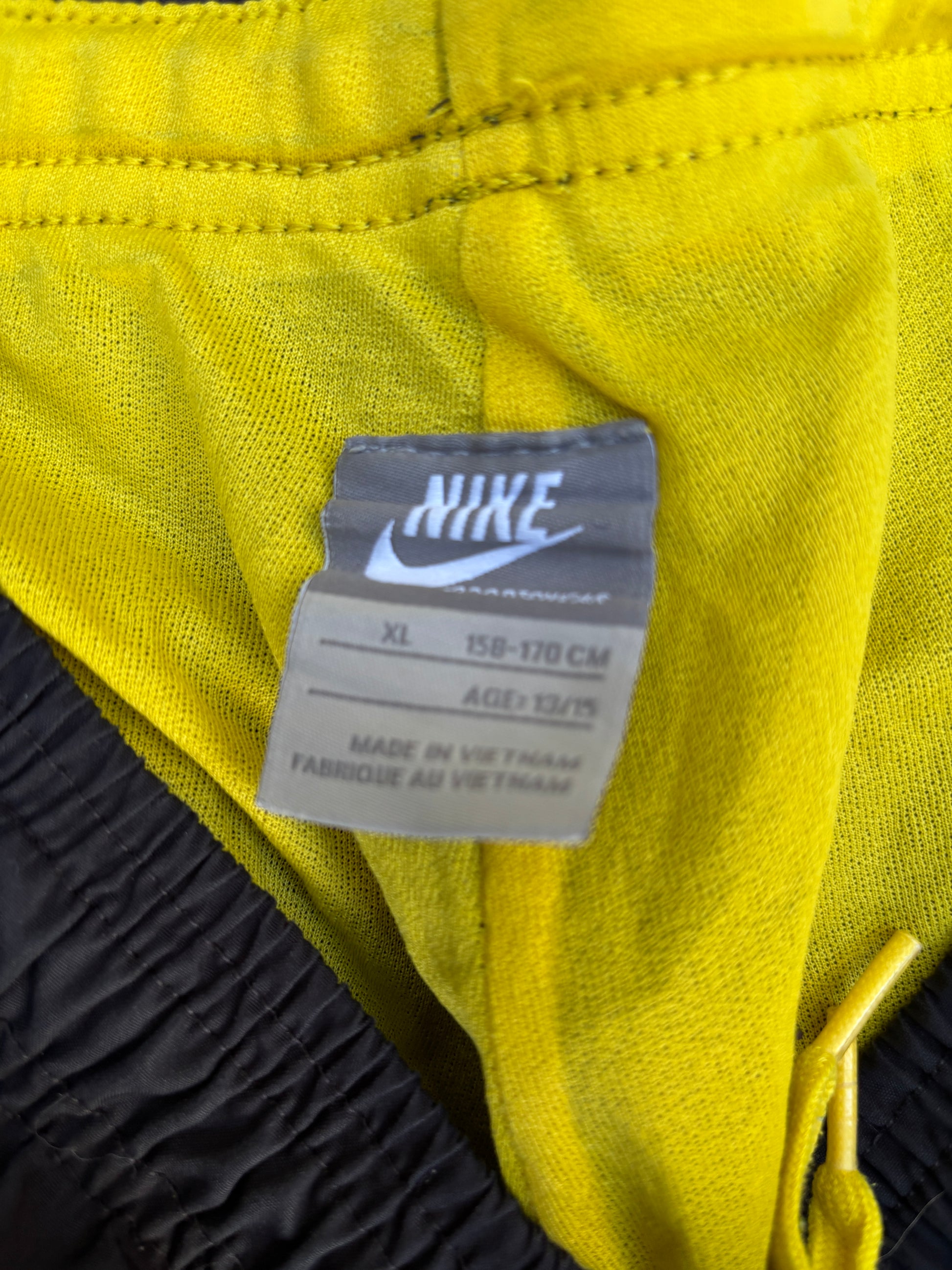Vintage Y2K Nike Air Track Pants Size M Black Yellow Spell Out Logo Windbreakers
