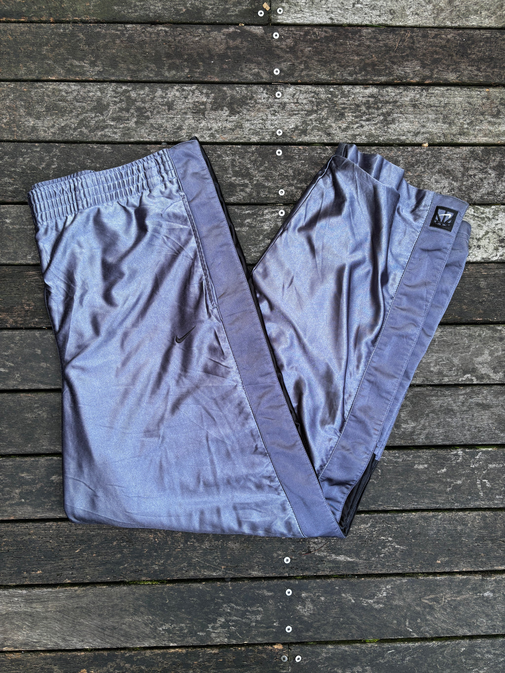 Nike Y2K Dark Grey Satin Tearaway Track Pants Size L