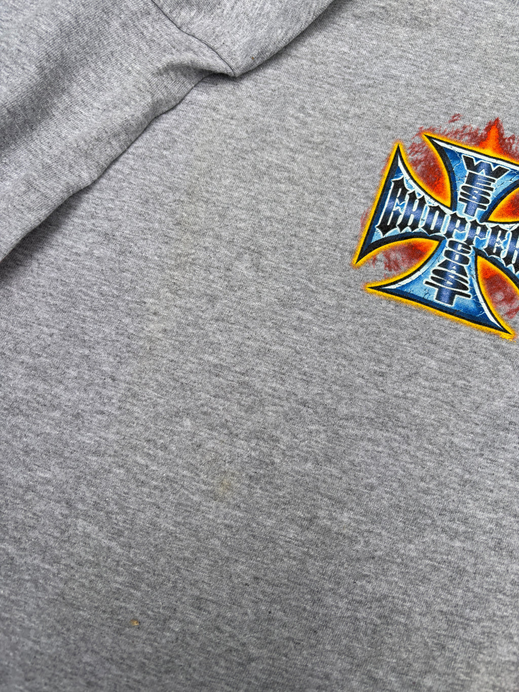 Vintage Y2K West Coast Choppers T-shirt Size M Grey Large Flame Logo Long Sleeve