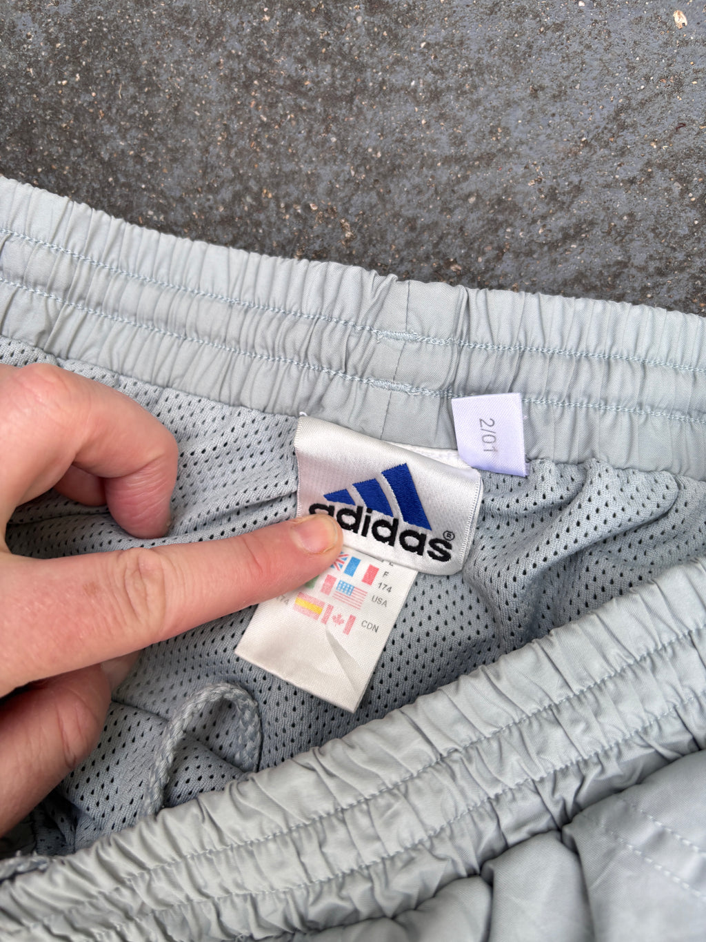 Vintage 90s Adidas Track Pants Size M Double Grey Mesh Lined Nylon Windbreakers