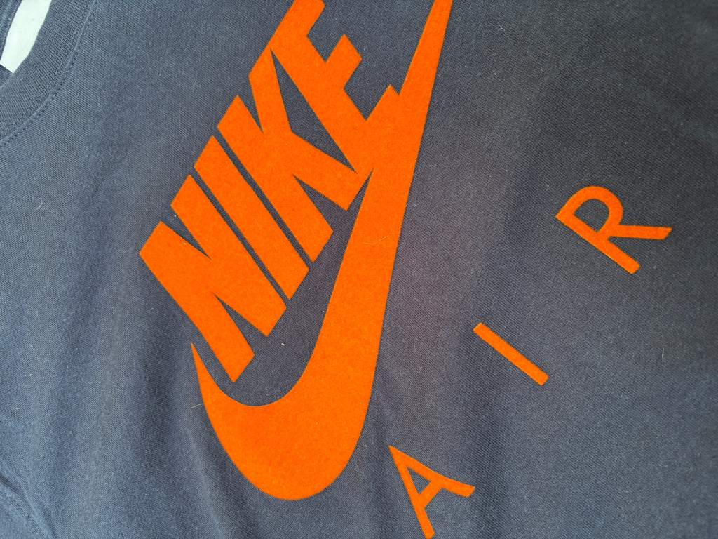 Vintage Y2K Nike Felt Logo T-shirt Size M Navy