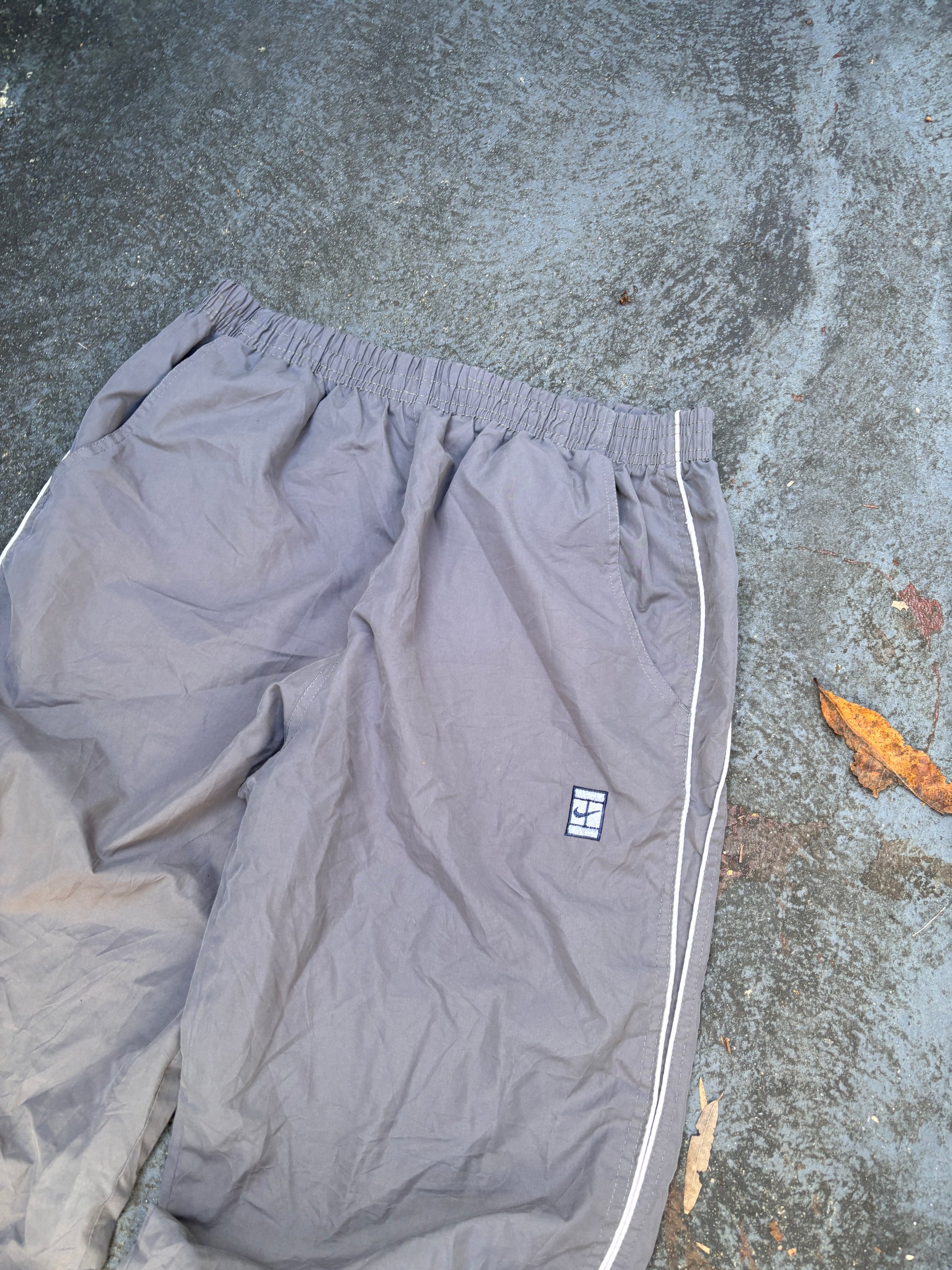 Vintage 90s Nike Court Alpha Project Track Pants Size M Grey White Piping Logo Rare