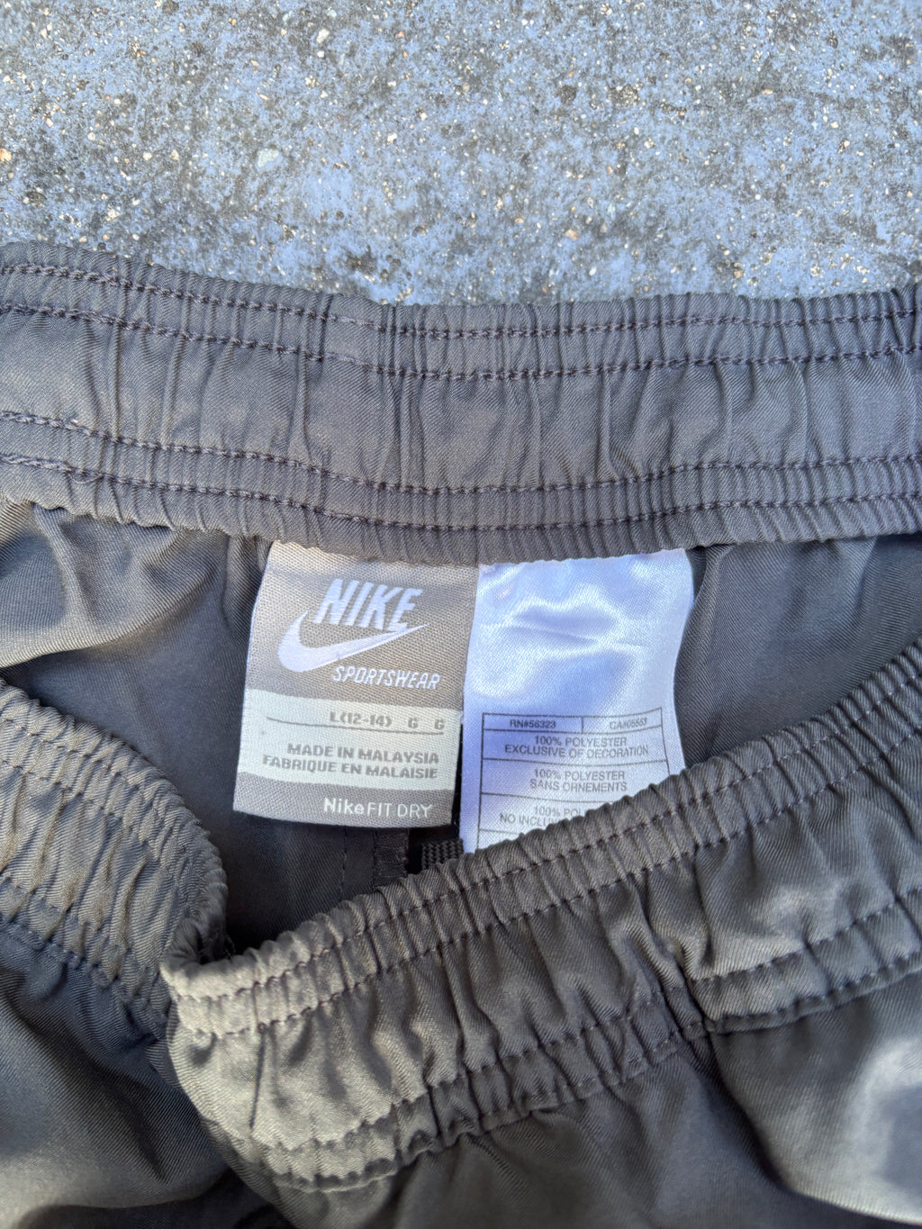 Vintage Y2K Nike Track Pants Size L Grey Black Detail White Logo Wide Leg