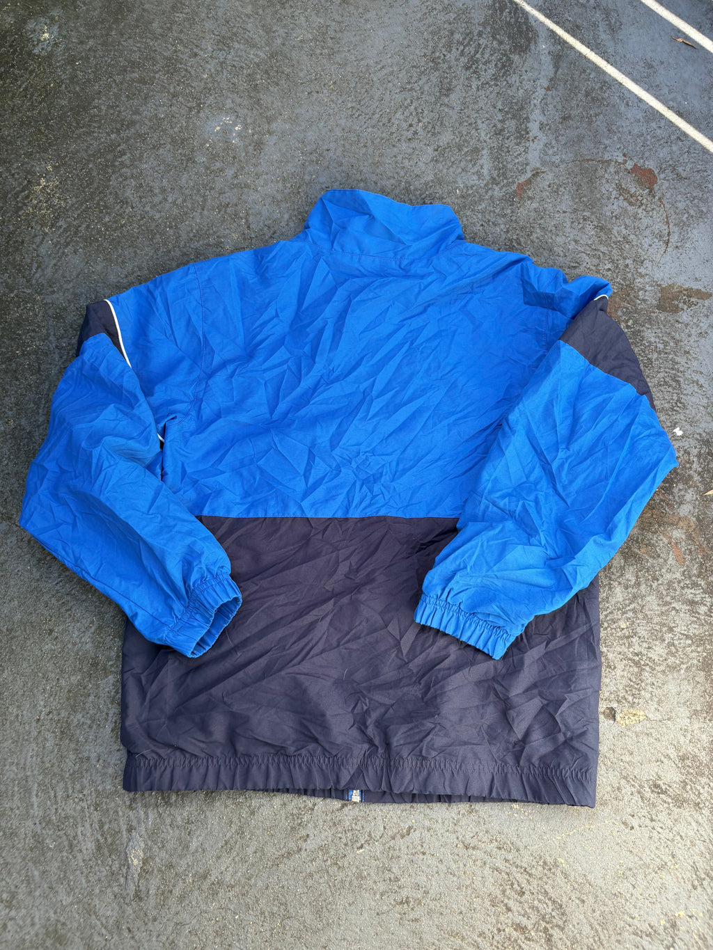 Vintage Y2K Nike Jacket Size S Blue Two Tone White Swoosh Windbreaker Full Zip