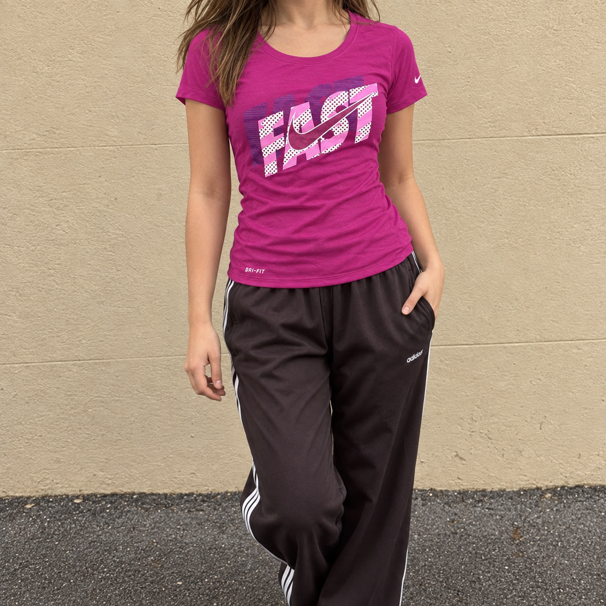 Nike Fast Dri-FIt Running T-shirt Women's XS Purple Petite Activewear Top