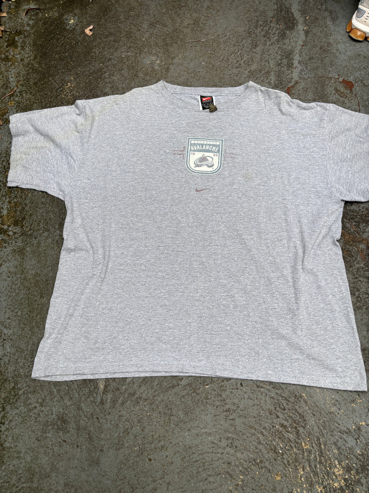 Vintage 90s Nike Colorado Avalanche T-shirt Size XL Grey Logo Boxy NHL Hockey